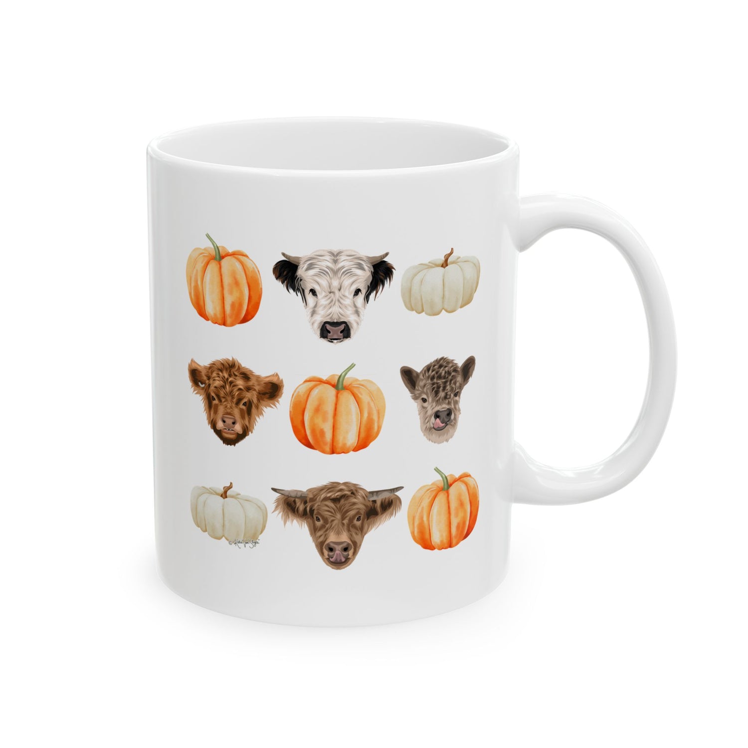 Mini Cows and Pumpkins Mugs by Katie Van Slyke