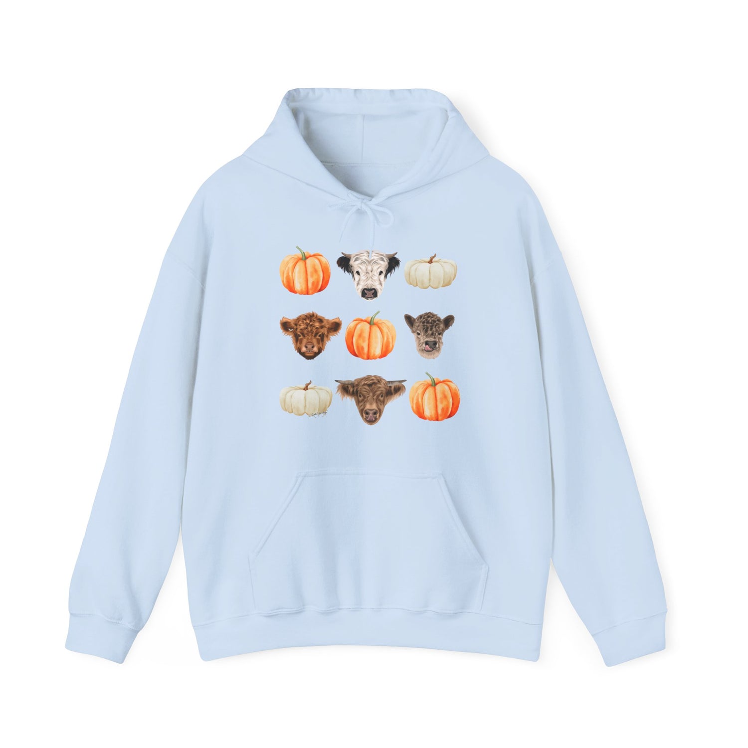 Mini Cows and Pumpkins Hoodie by Katie Van Slyke