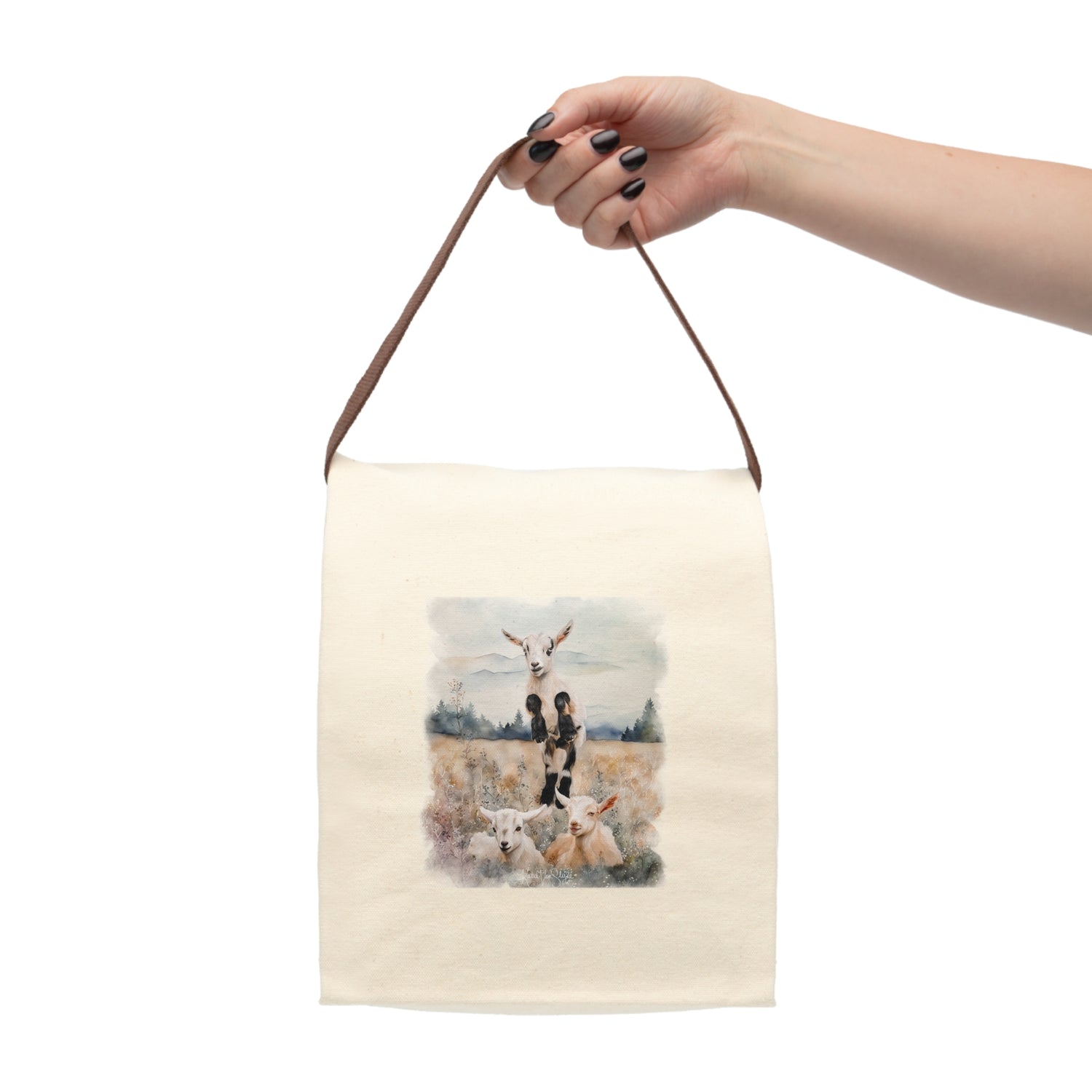 Goats Watercolor Lunch Bag by Katie Van Slyke