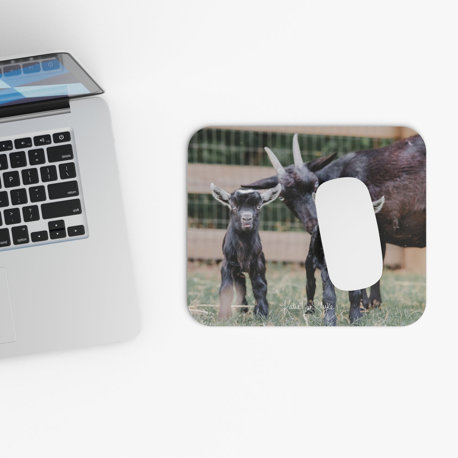 Mini Goats Mouse Pad by Katie Van Slyke