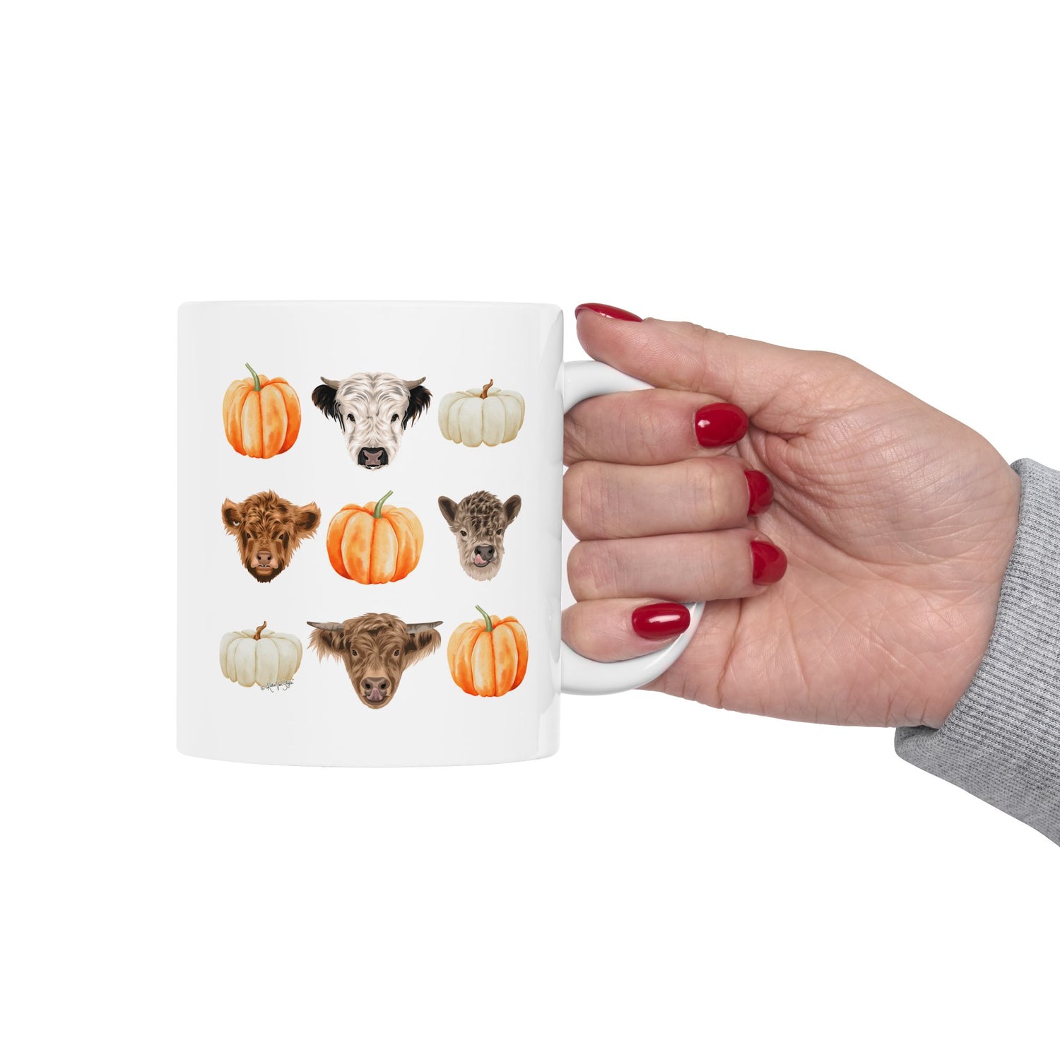 Mini Cows and Pumpkins Mugs by Katie Van Slyke