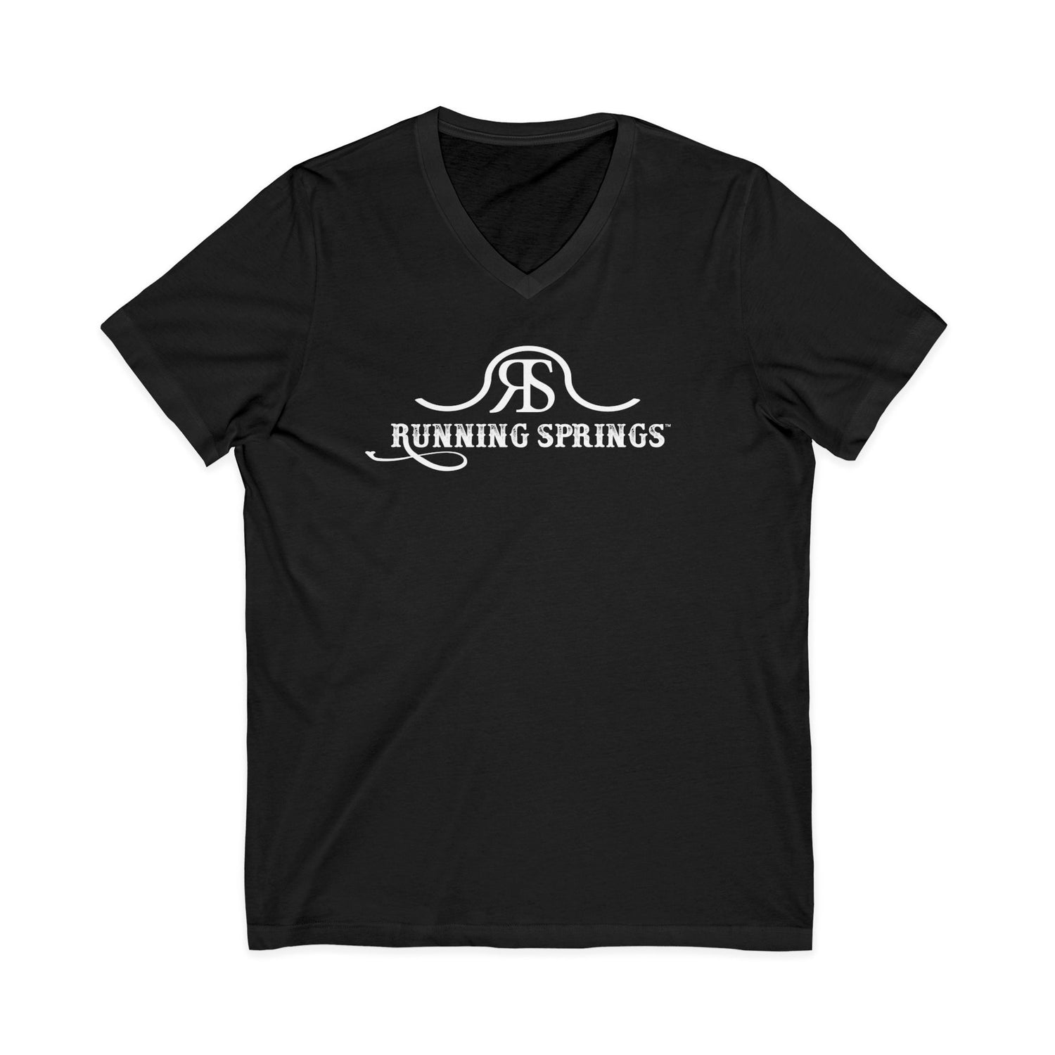 2026 Running Springs V-Neck T-Shirt by Katie Van Slyke® Black