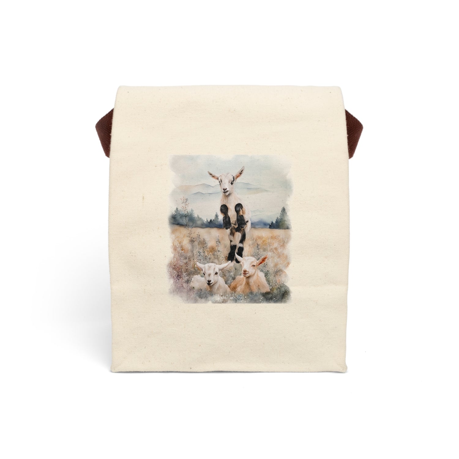 Goats Watercolor Lunch Bag by Katie Van Slyke