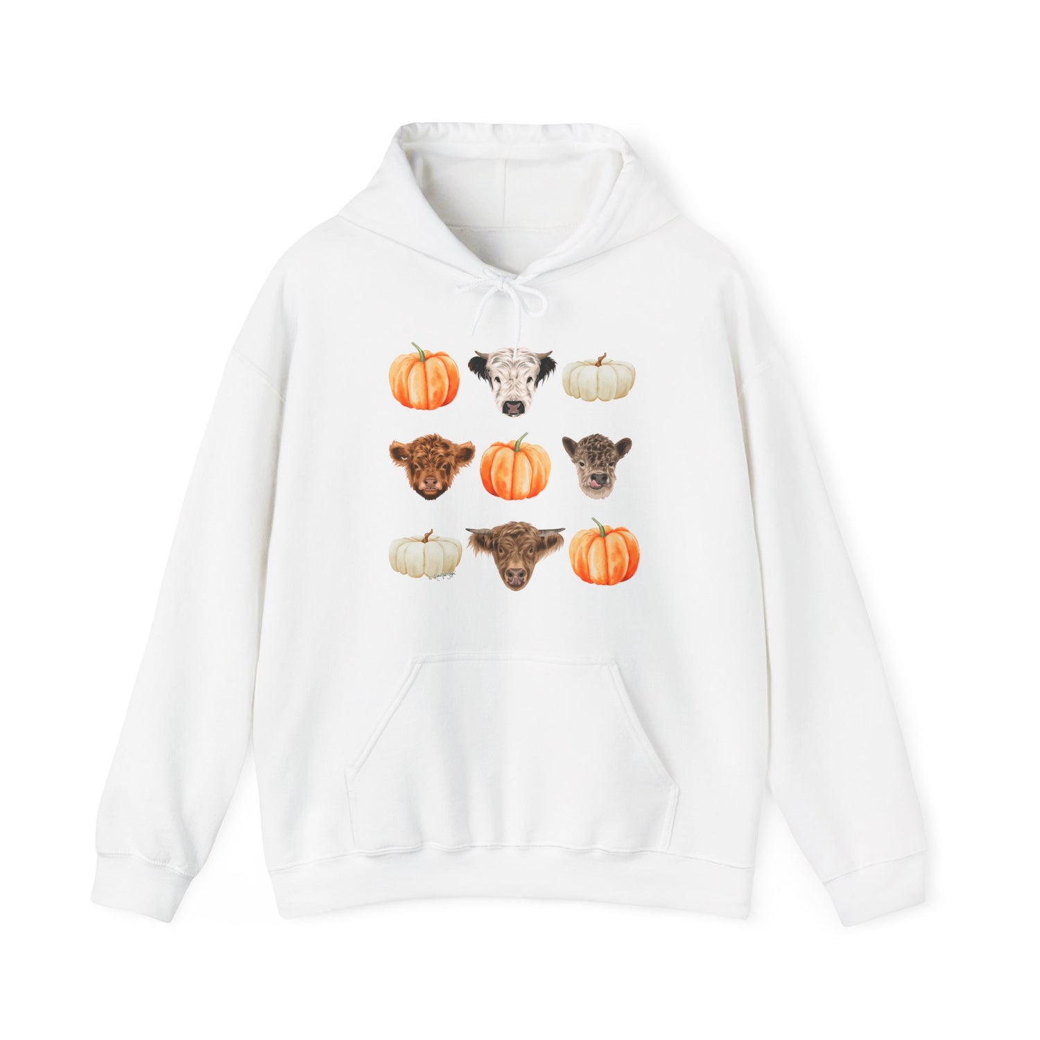 Mini Cows and Pumpkins Hoodie by Katie Van Slyke