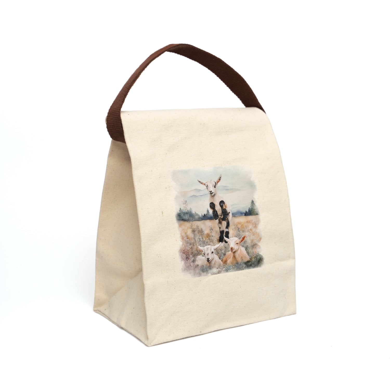 Goats Watercolor Lunch Bag by Katie Van Slyke