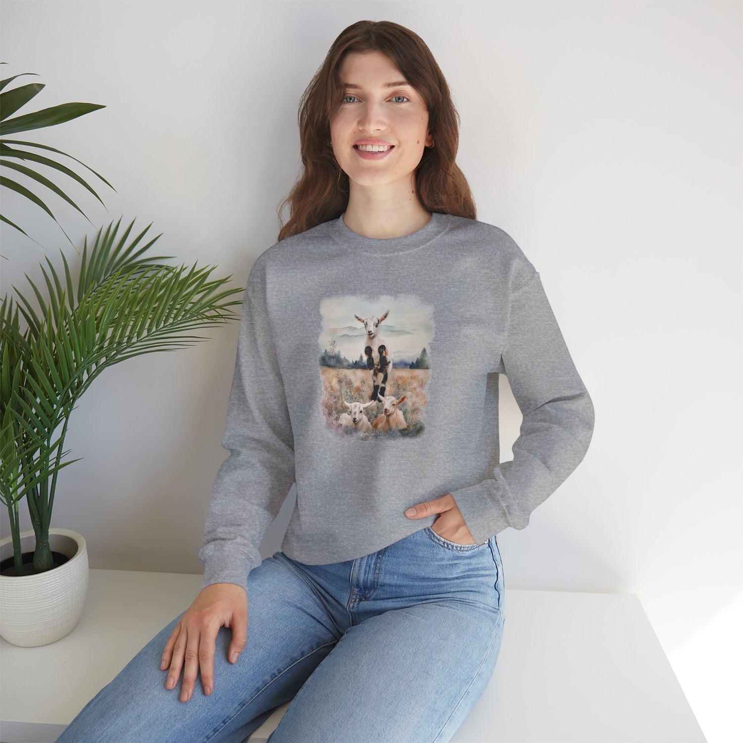 Goats Watercolor Sweatshirt by Katie Van Slyke