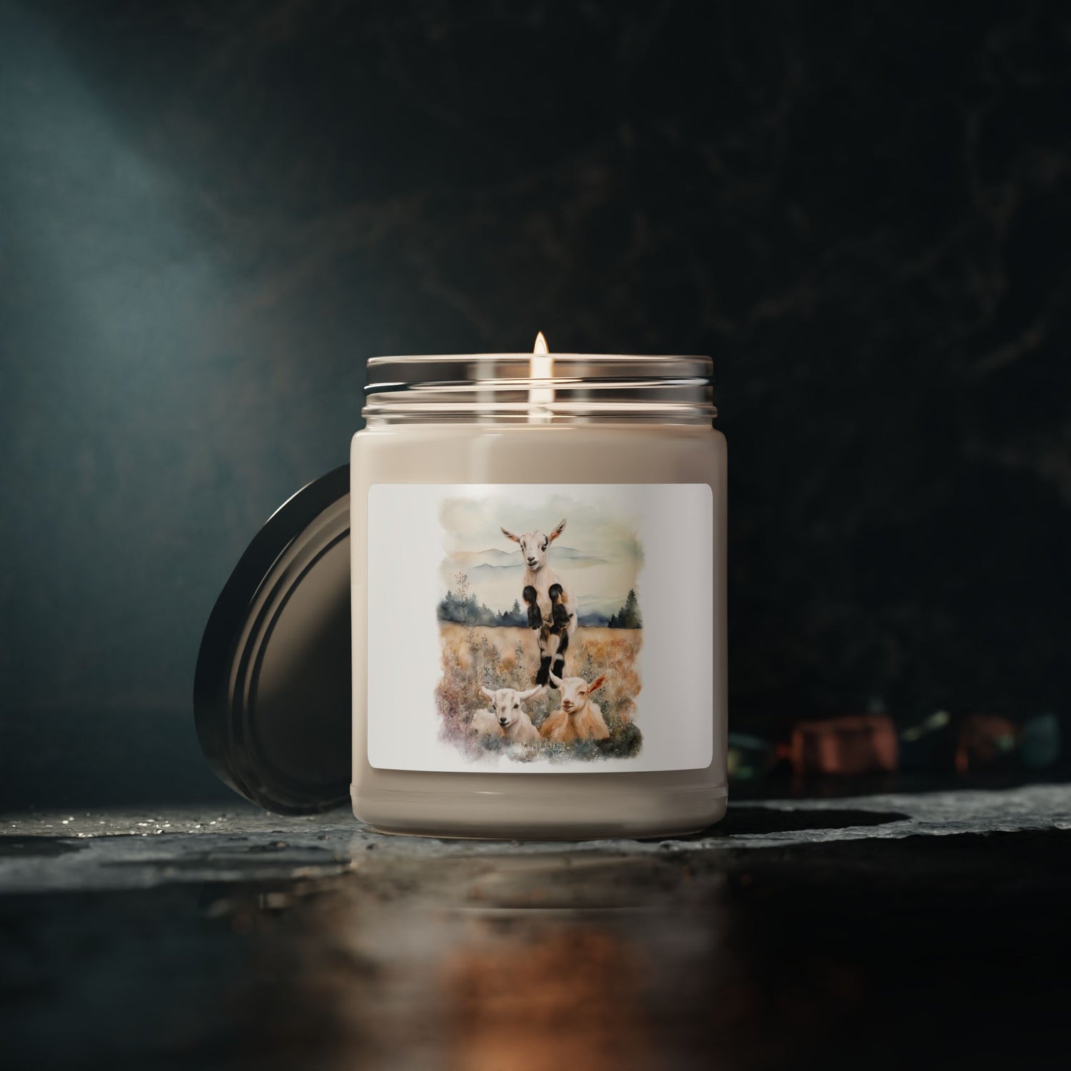 Goats Watercolor Candle by Katie Van Slyke