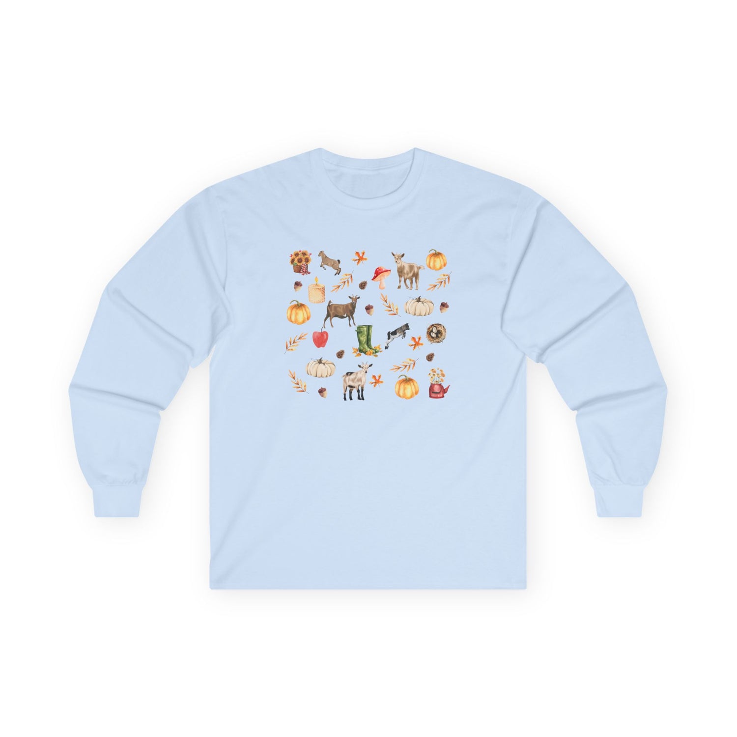 Autumn Goaties Long Sleeve T-Shirt by Katie Van Slyke™ Light Blue