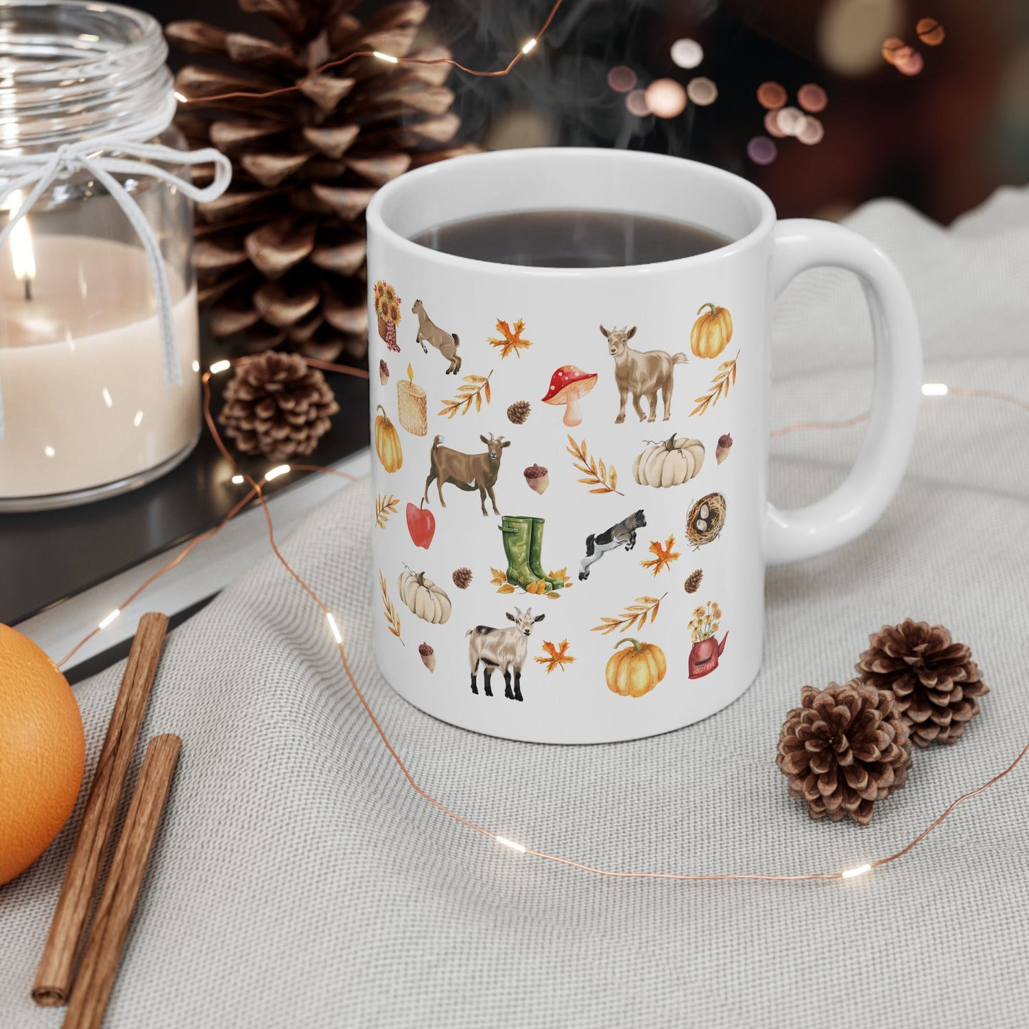 Autumn Goaties Mugs by Katie Van Slyke™ 11oz lifestyle