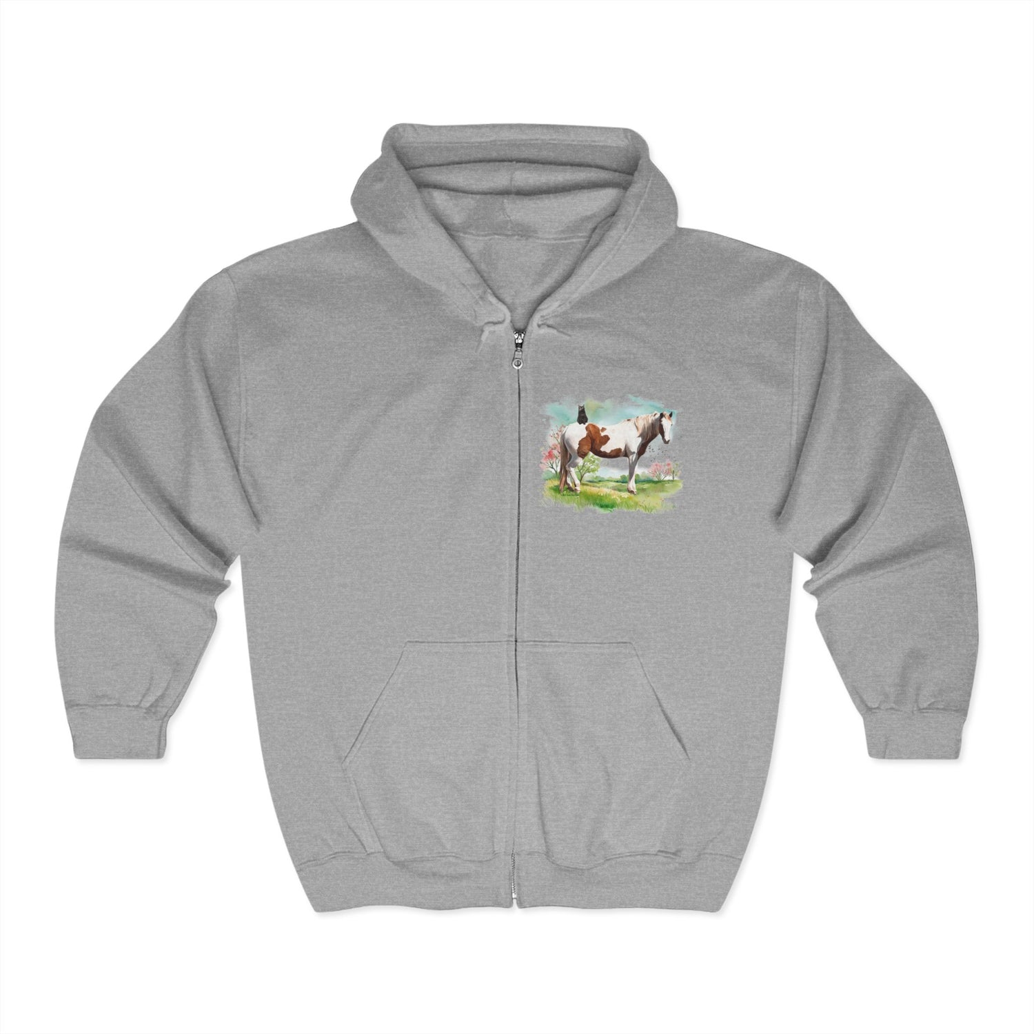 Bo and Salem Zip-Up Hoodie by Katie Van Slyke™ Sport Grey