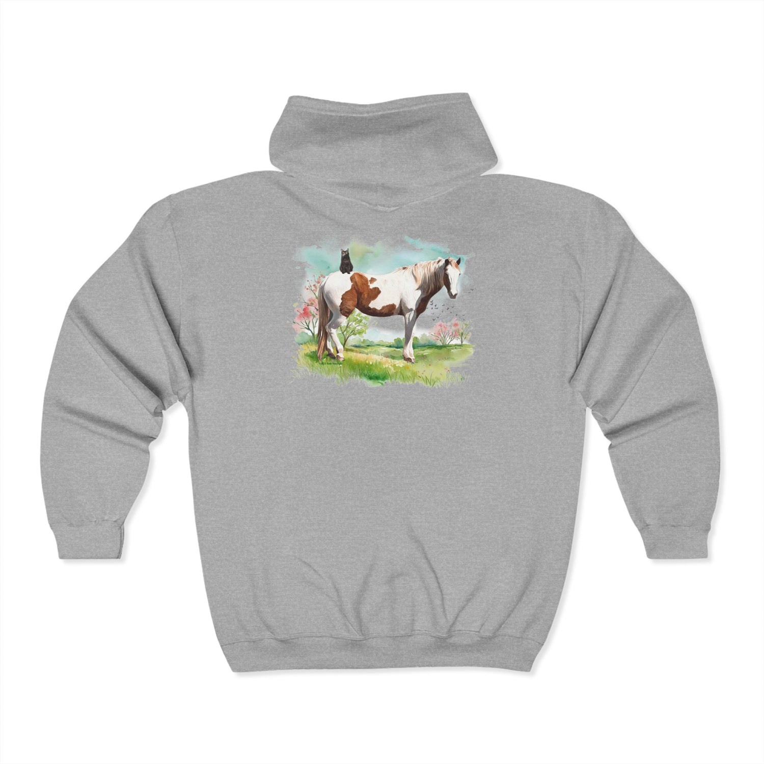 Bo and Salem Zip-Up Hoodie by Katie Van Slyke™ Sport Grey Back