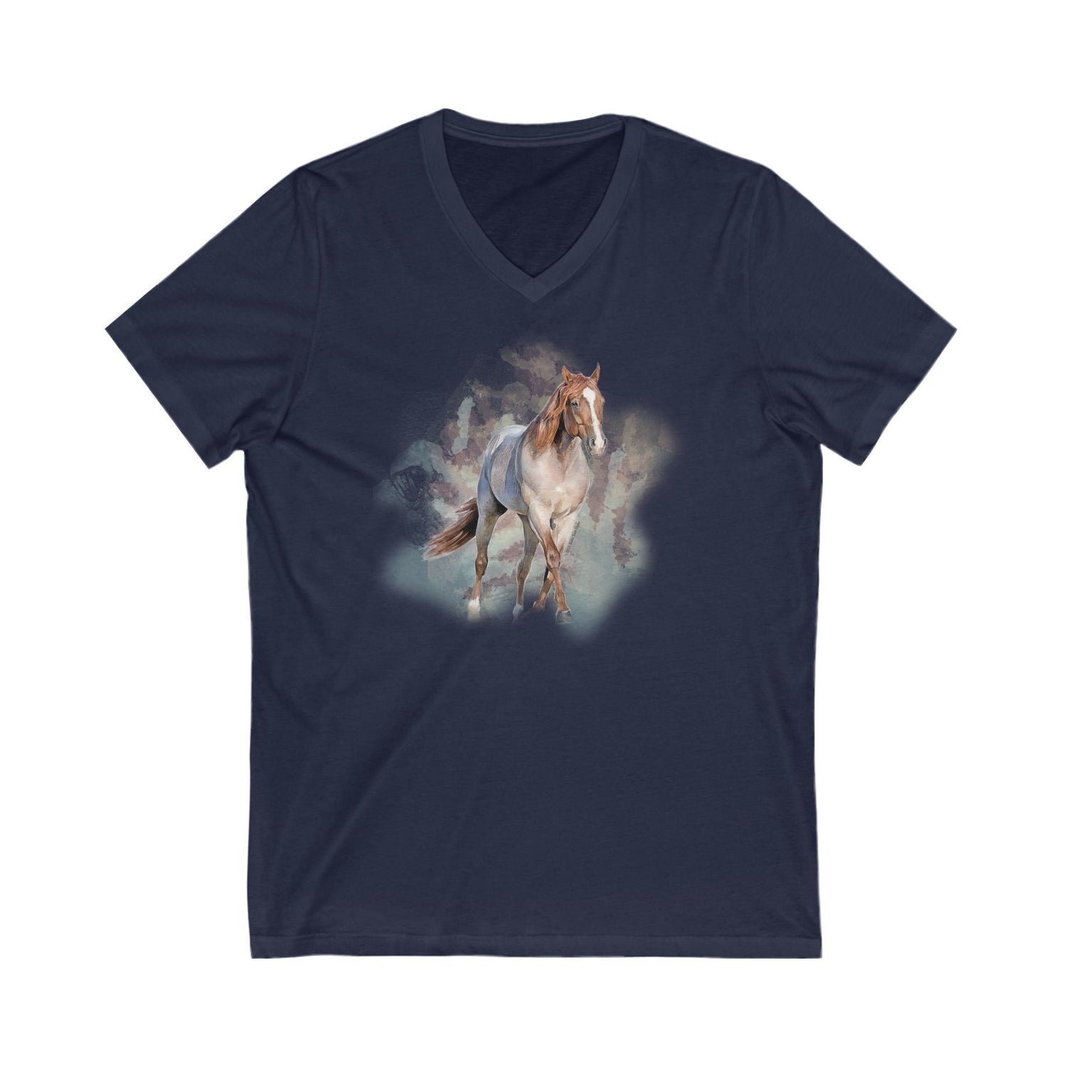 Built Like A Stallion V-Neck T-Shirt by Katie Van Slyke™ Navy