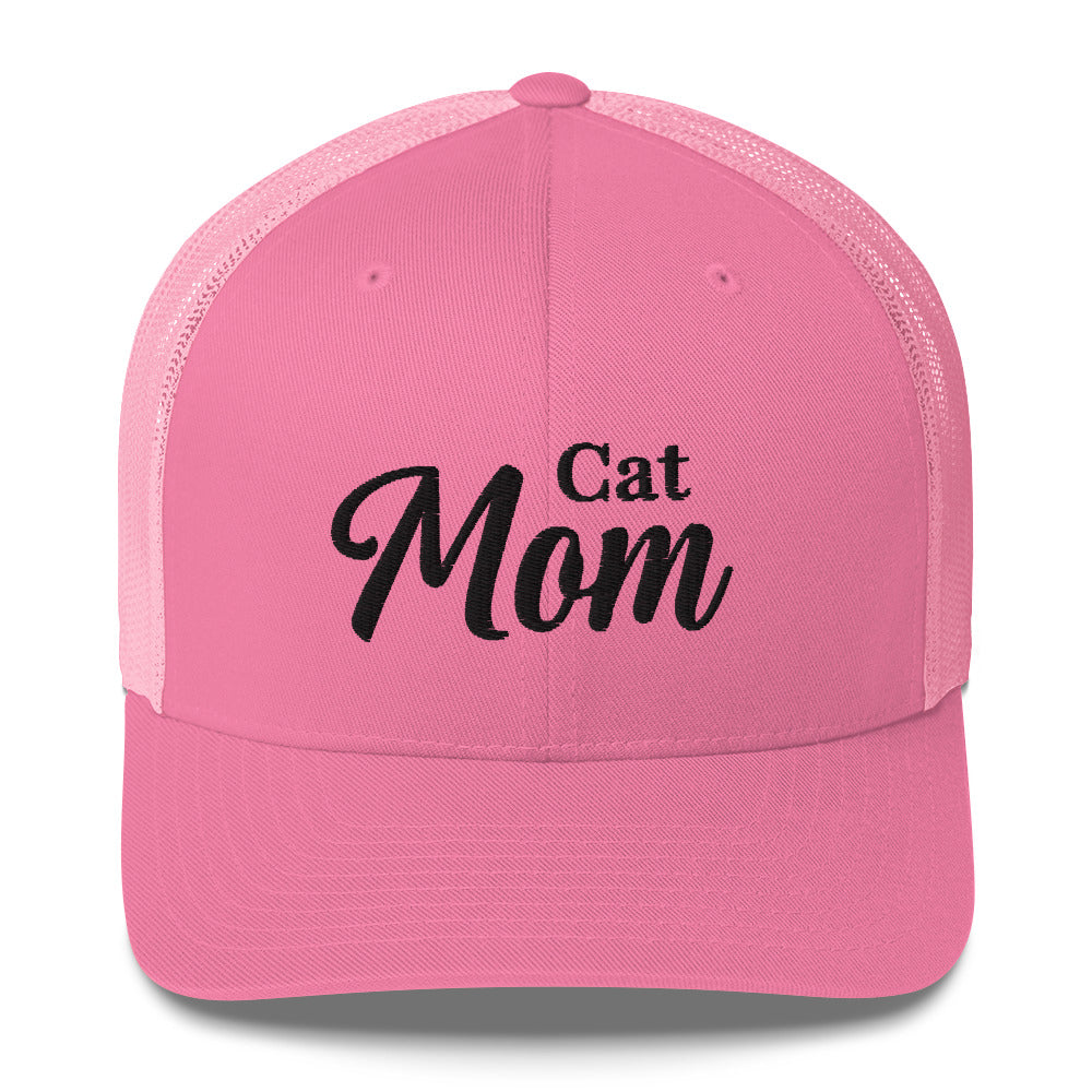 Cat Mom Trucker Hat by Katie Van Slyke - pink