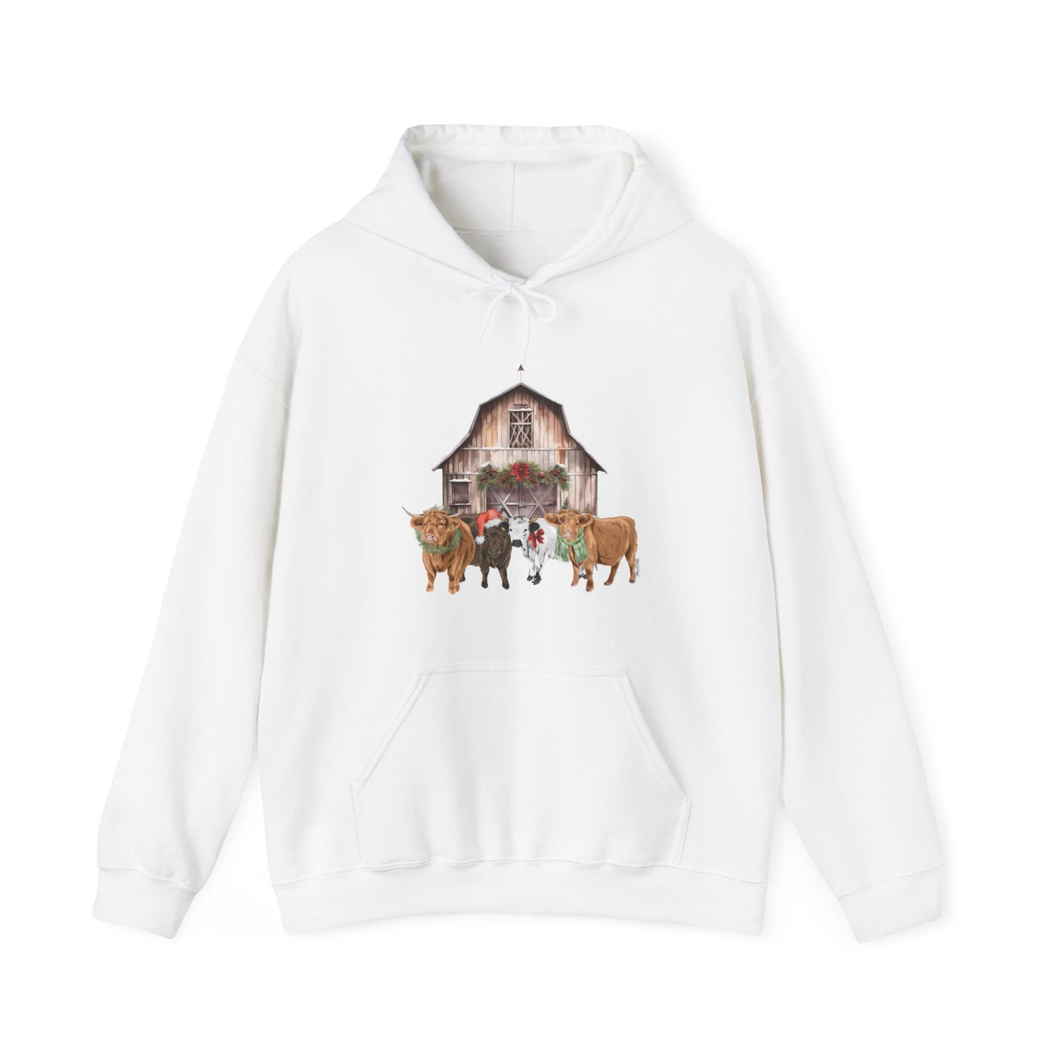 Christmas Cows Hoodie by Katie Van Slyke