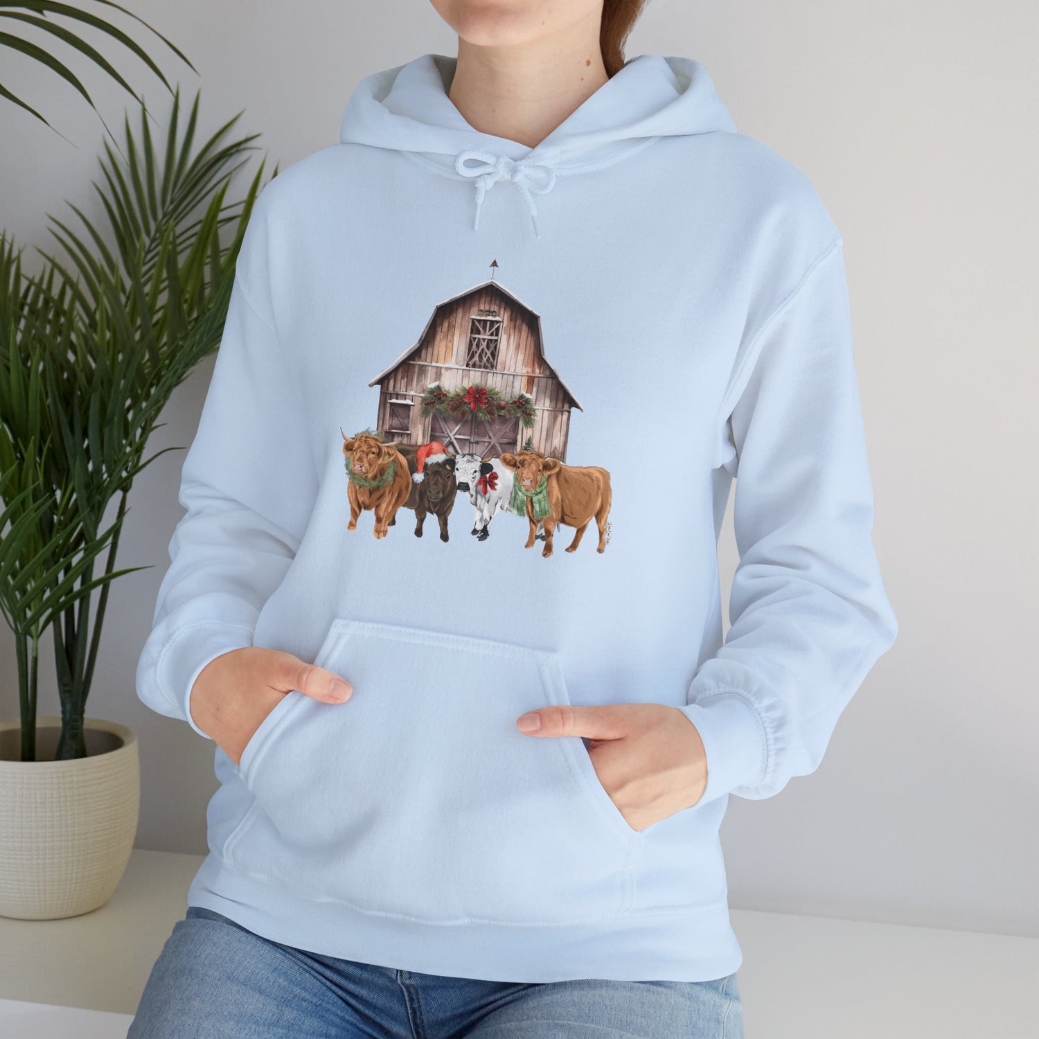 Christmas Cows Hoodie by Katie Van Slyke