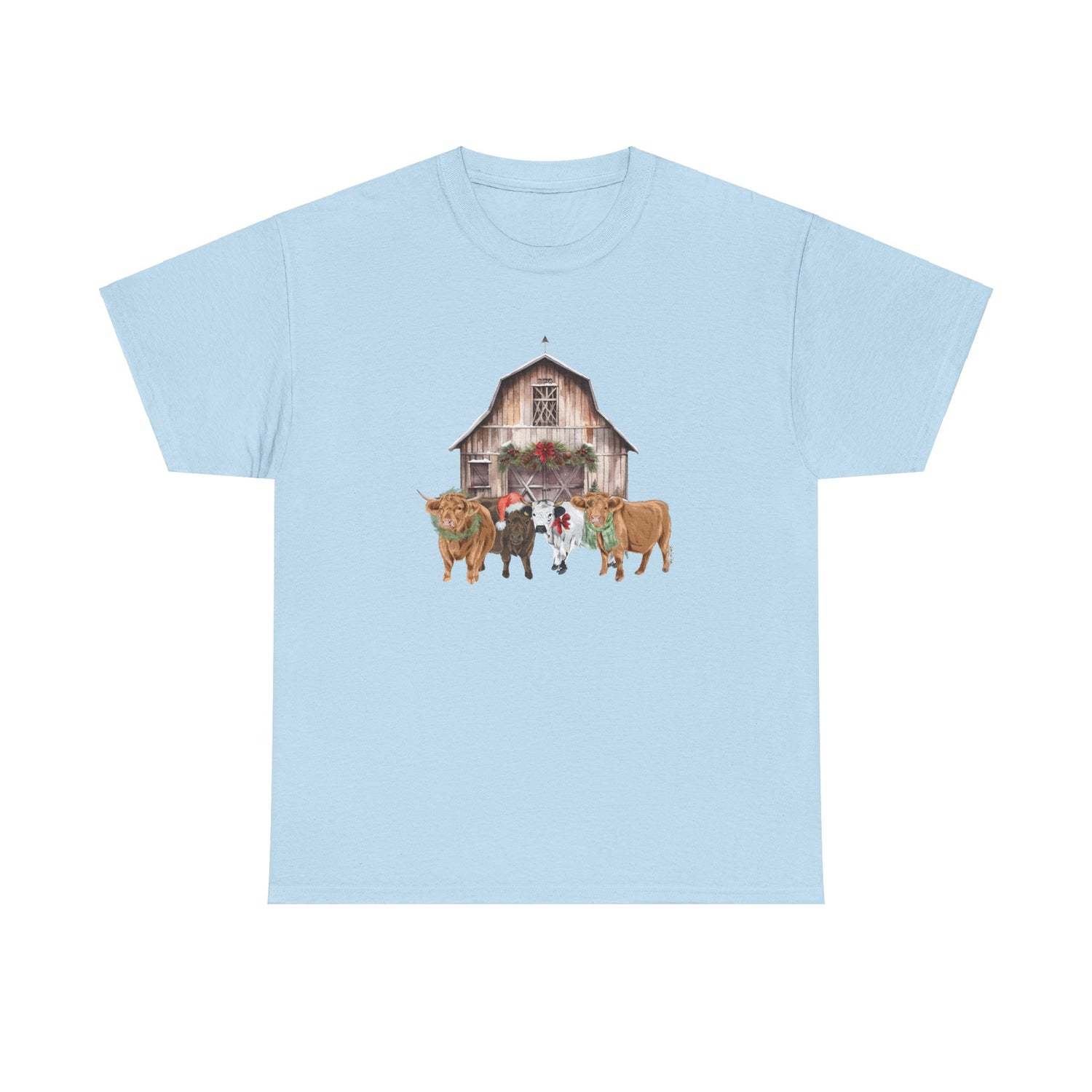 Christmas Cows T-Shirt by Katie Van Slyke