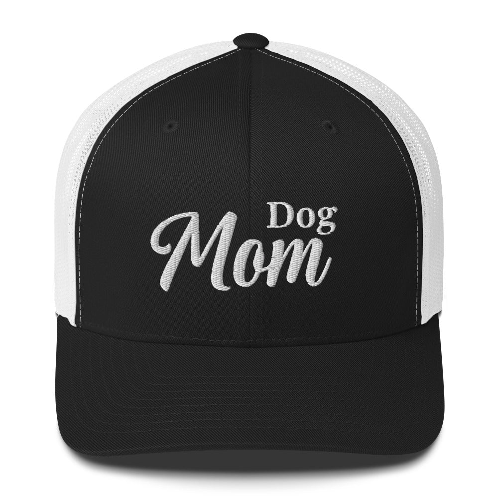 Dog Mom Trucker Hat by Katie Van Slyke - black/white