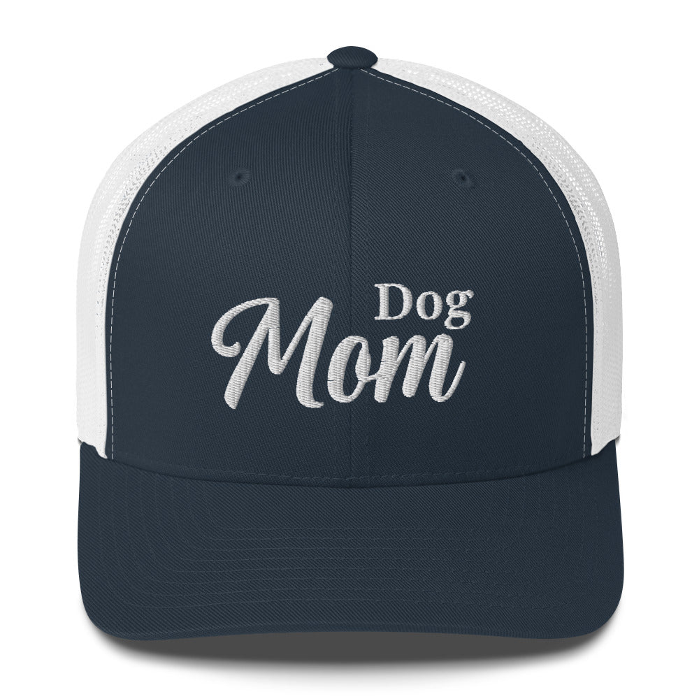 Dog Mom Trucker Hat by Katie Van Slyke - navy/white