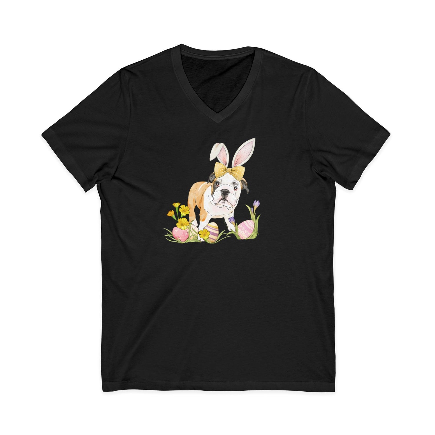 Easter Frankie V-Neck T-Shirt by Katie Van Slyke® Black