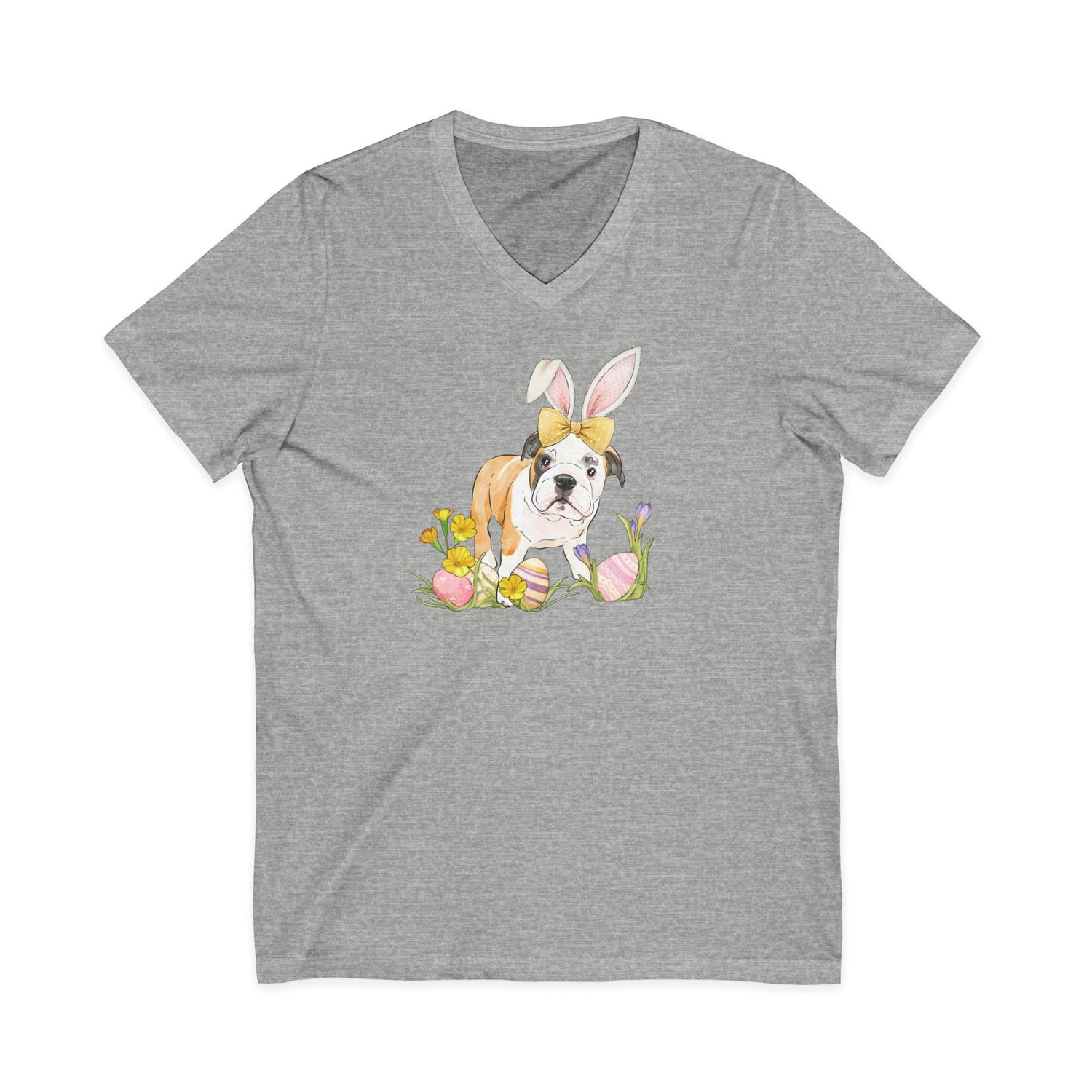 Easter Frankie V-Neck T-Shirt by Katie Van Slyke® Sport Grey