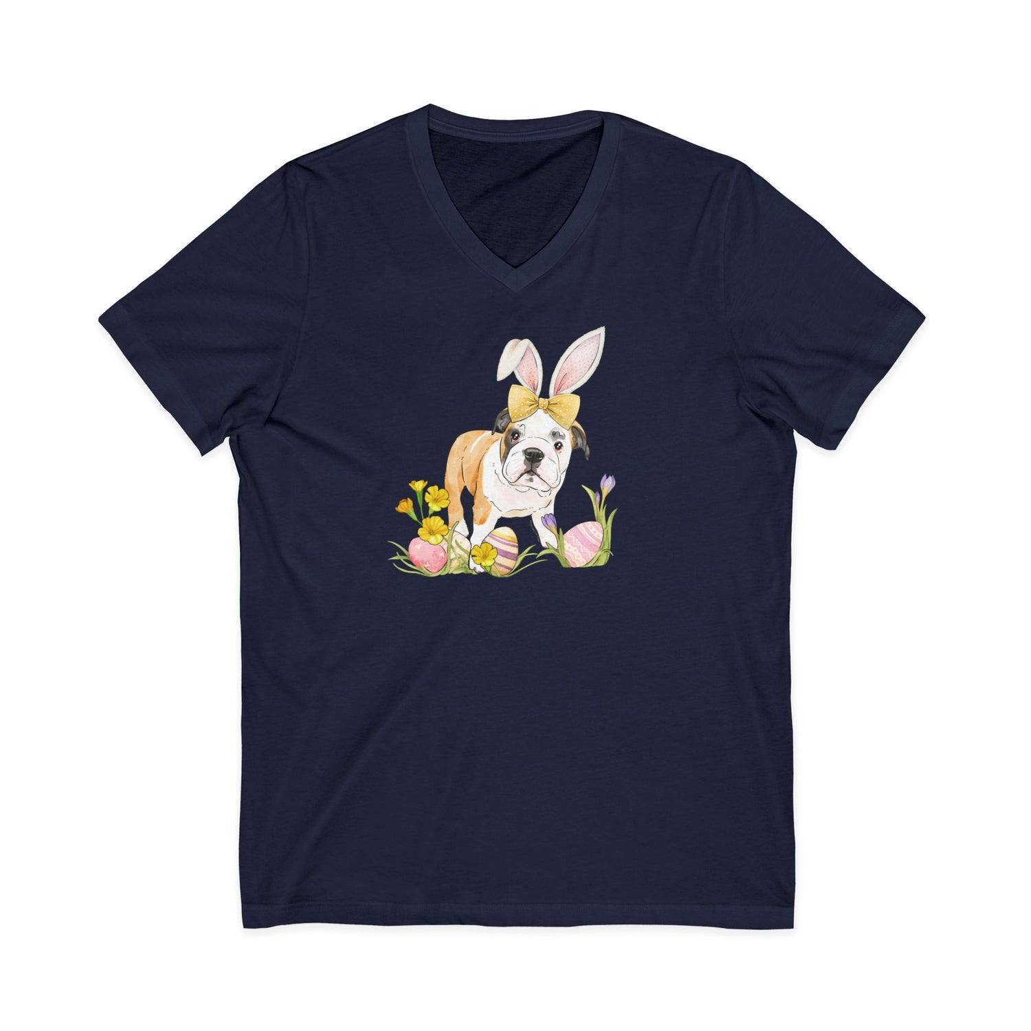 Easter Frankie V-Neck T-Shirt by Katie Van Slyke® Navy