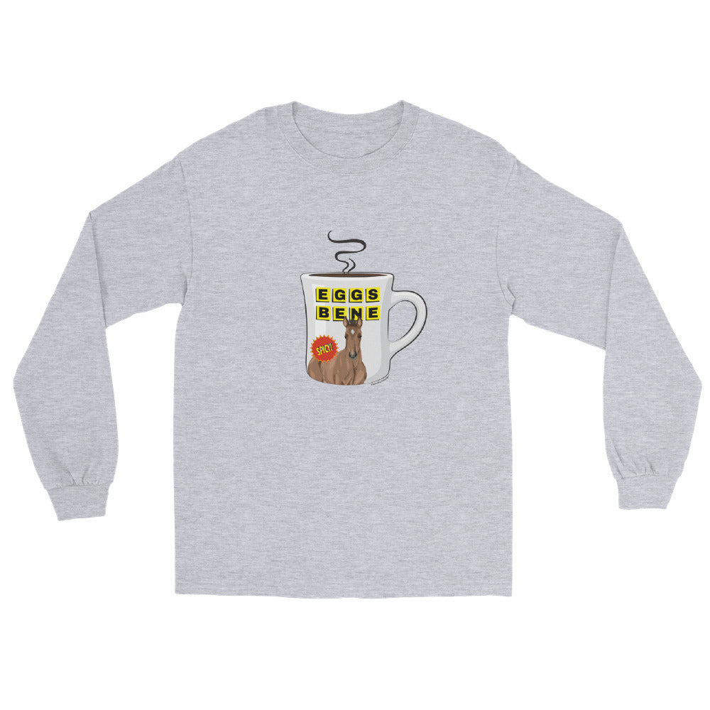 Eggs Benedict Long Sleeve T-Shirt by Katie Van Slyke - Sport Grey