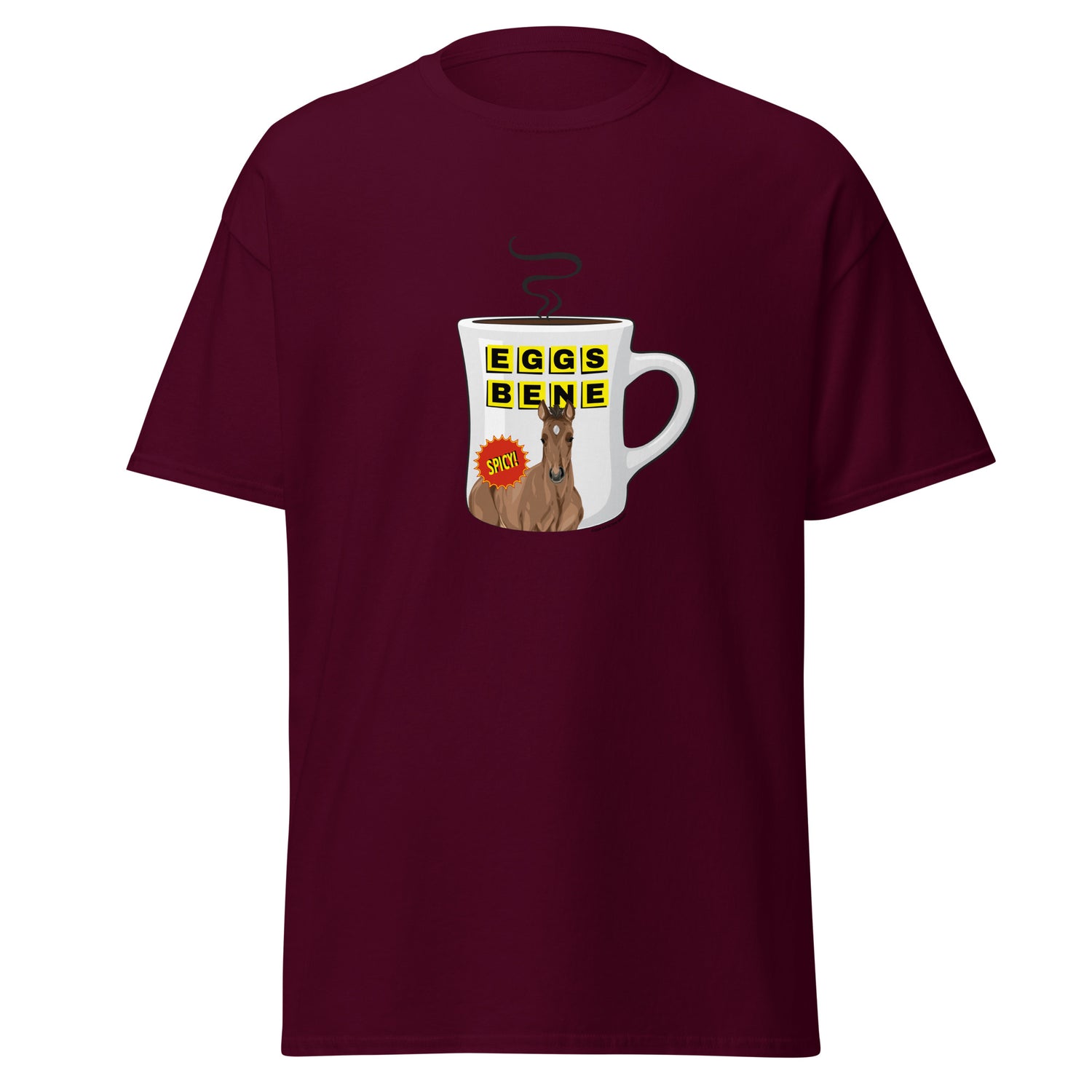 Eggs Benedict T-Shirt by Katie Van Slyke - Maroon