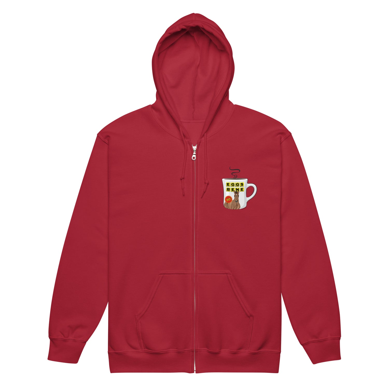Eggs Benedict Zip-Up Hoodie by Katie Van Slyke - Cardinal Red