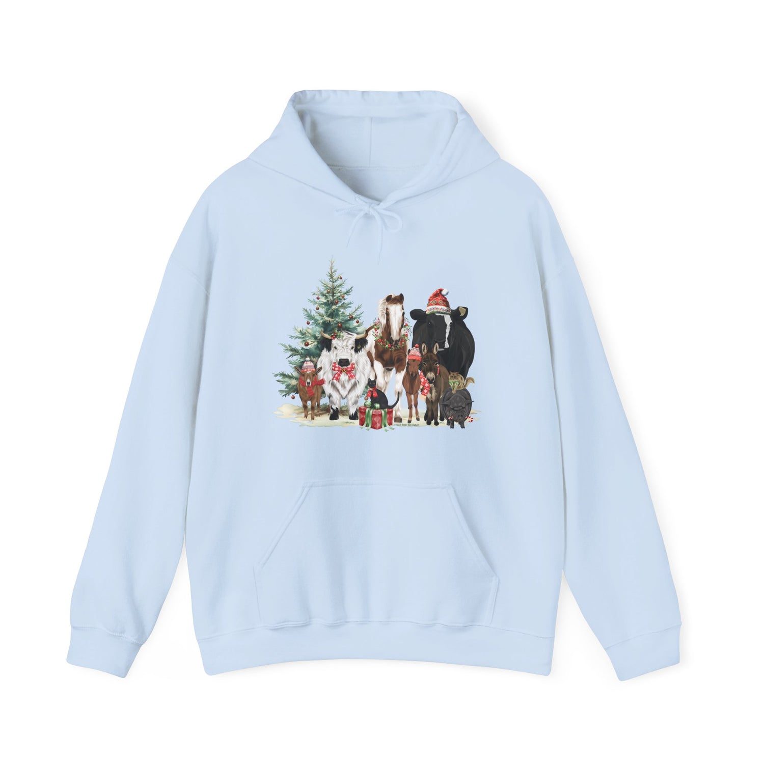 Festive Farm Hoodie by Katie Van Slyke® Light Blue