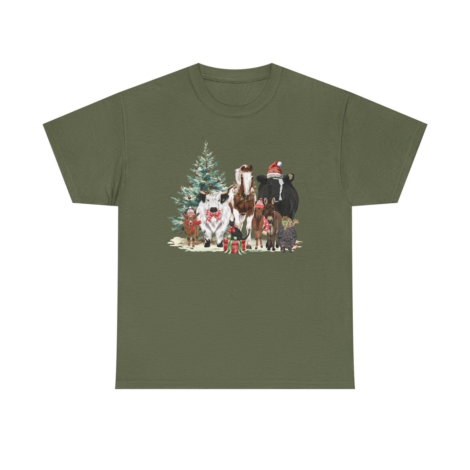 Festive Farm T-Shirt by Katie Van Slyke® Military Green