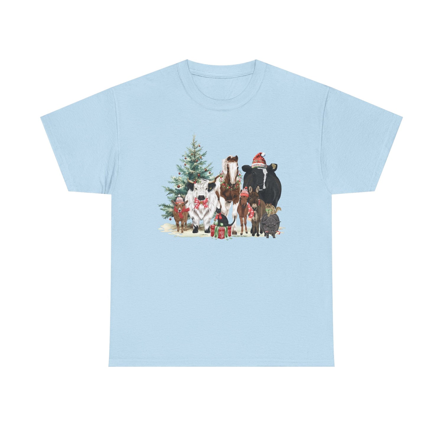 Festive Farm T-Shirt by Katie Van Slyke® Light Blue