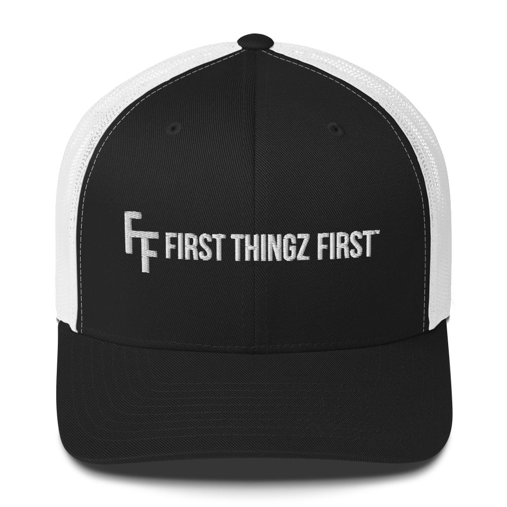 First Thingz First Trucker Hat by Katie Van Slyke™