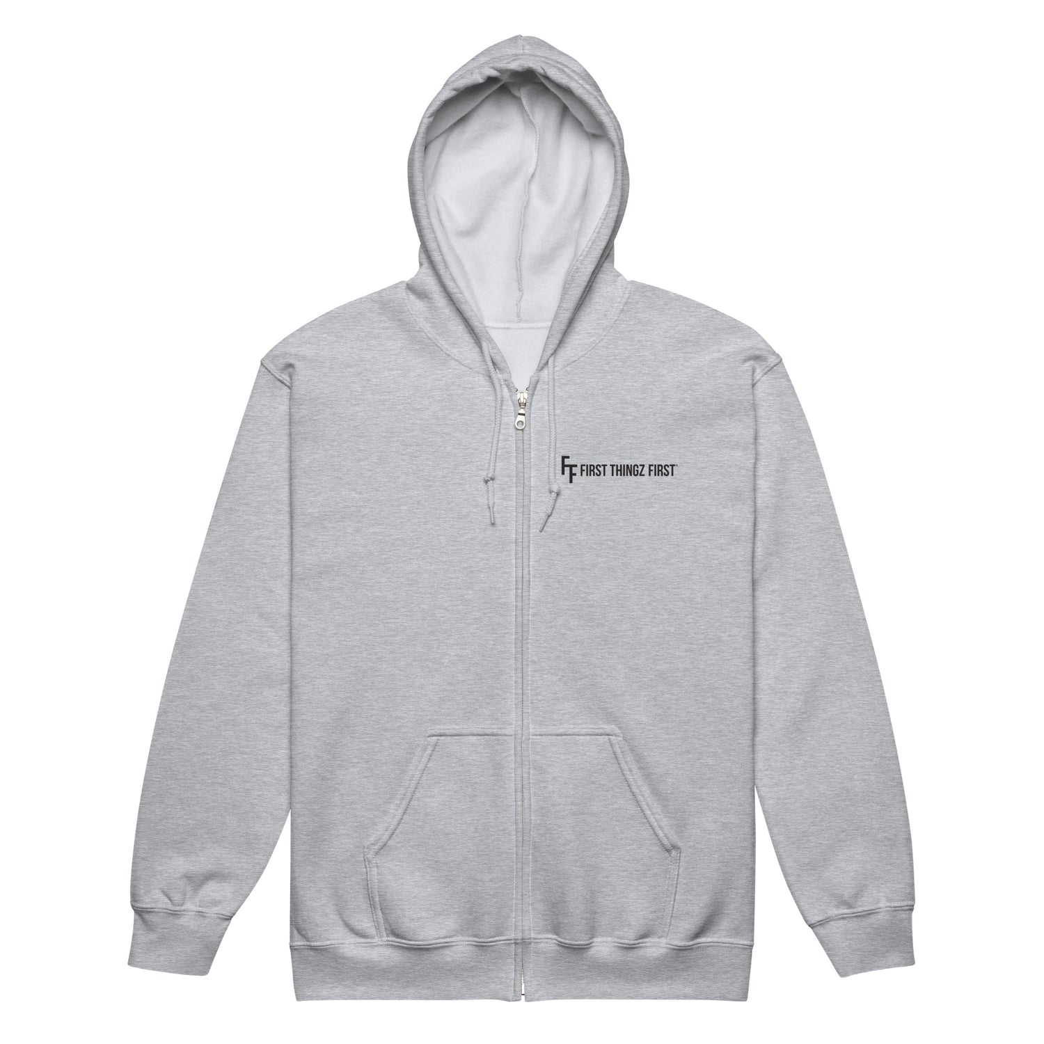 First Thingz First Zip-Up Hoodie by Katie Van Slyke - Sport Grey