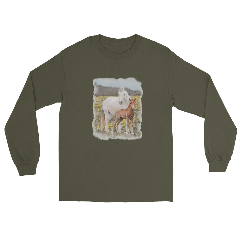 Glenn and Coco Long Sleeve T-Shirt by Katie Van Slyke - Military Green