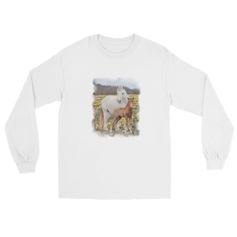 Glenn and Coco Long Sleeve T-Shirt by Katie Van Slyke - White
