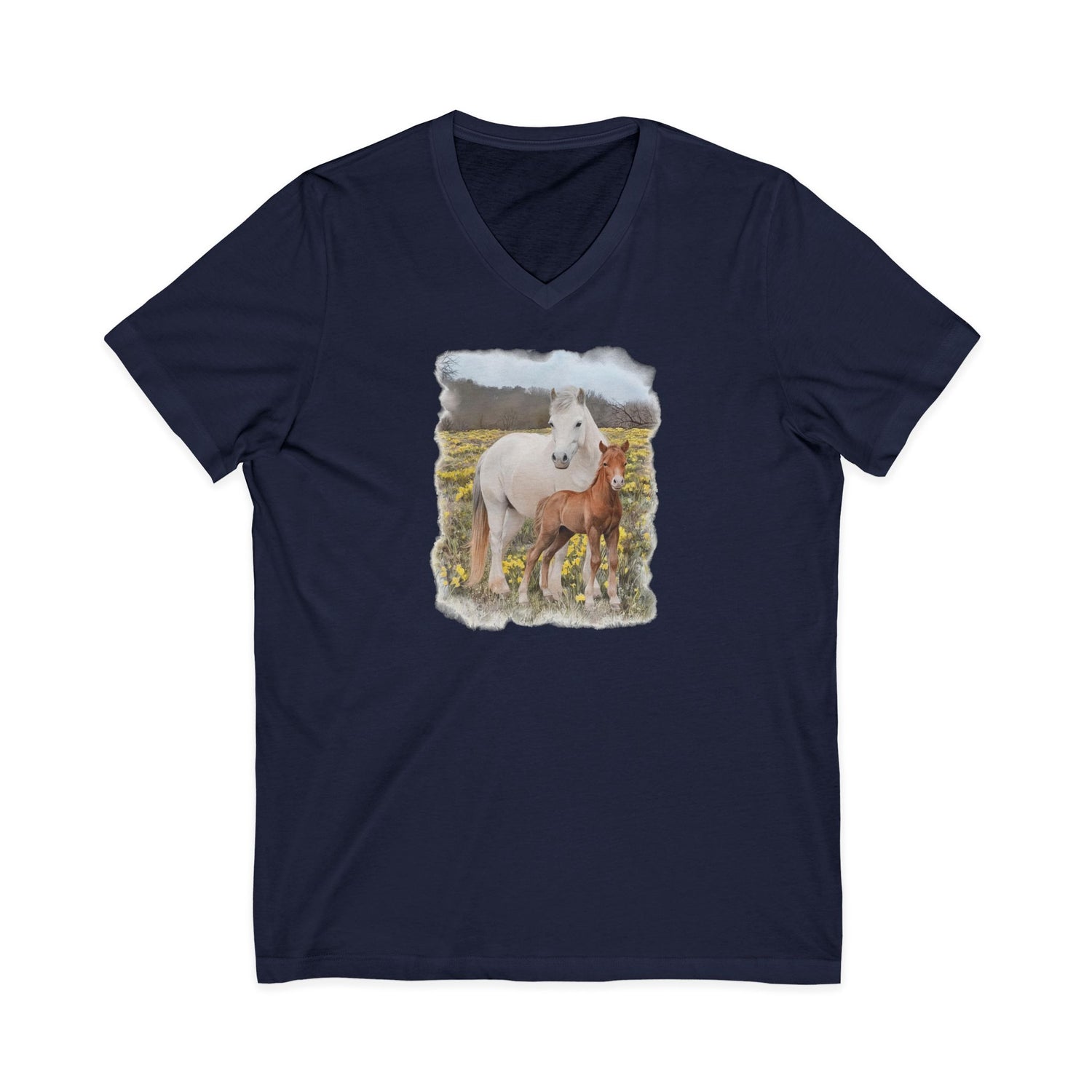 Glenn and Coco V-Neck T-Shirt by Katie Van Slyke® Navy