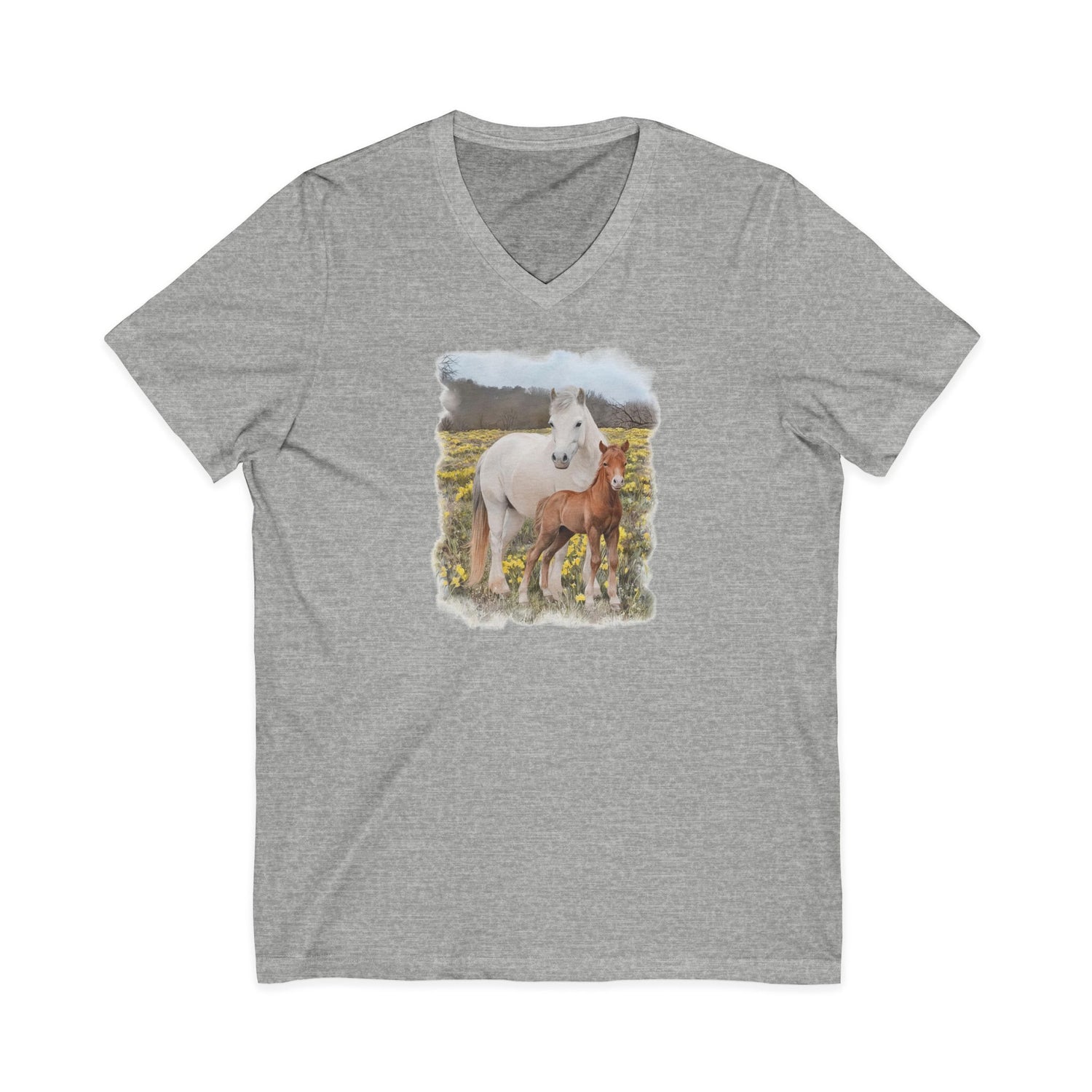 Glenn and Coco V-Neck T-Shirt by Katie Van Slyke® Sport Grey
