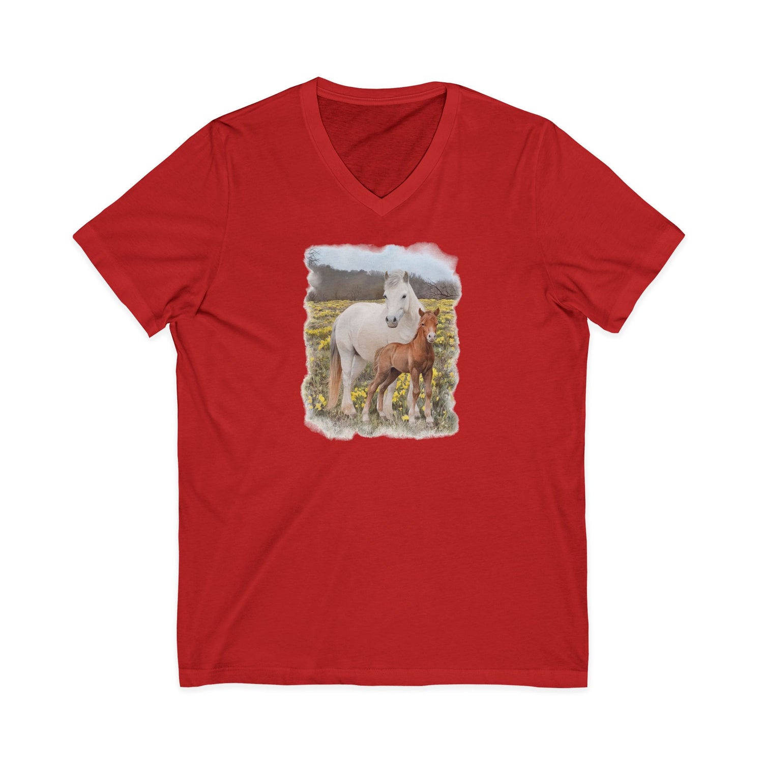 Glenn and Coco V-Neck T-Shirt by Katie Van Slyke® Red