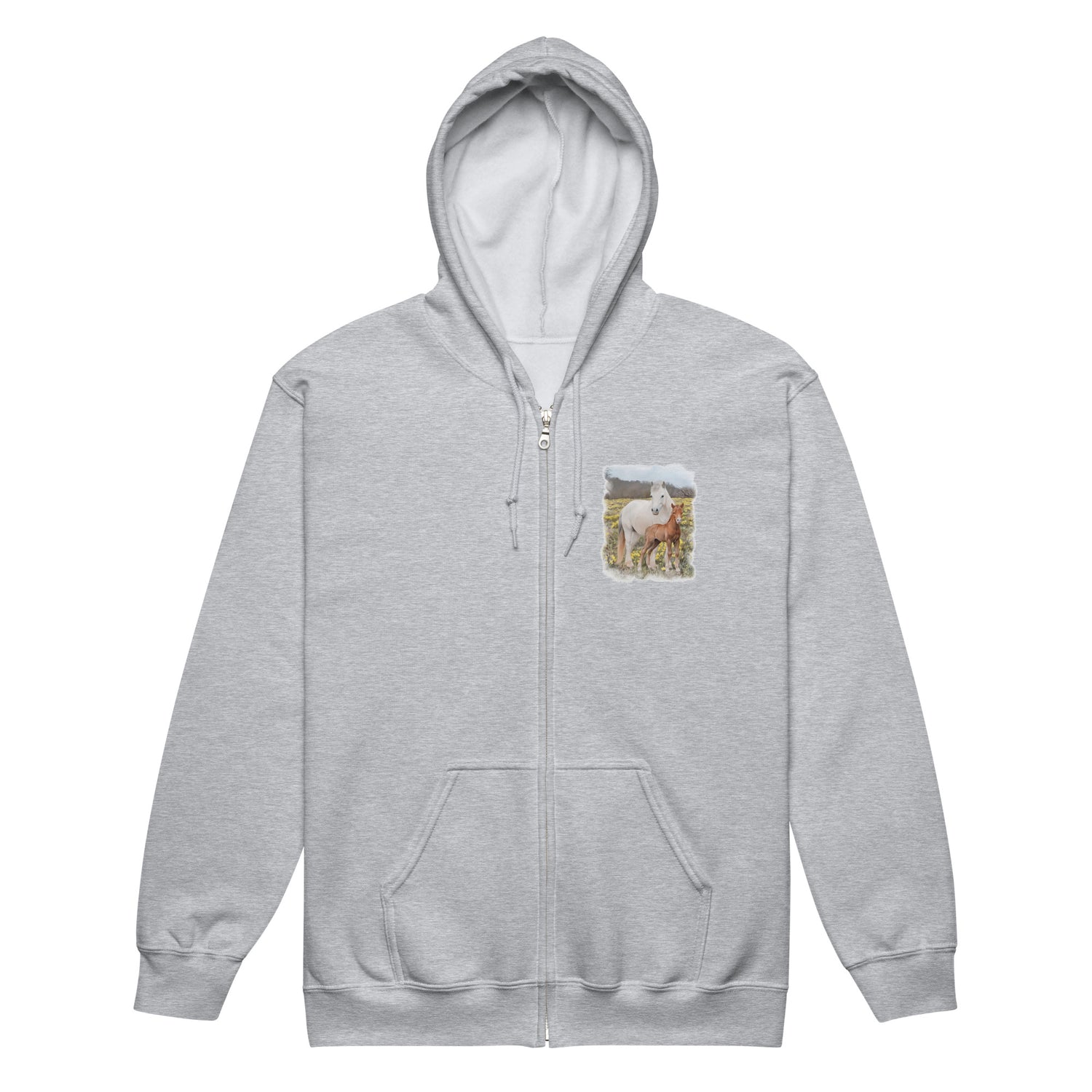 Glenn and Coco Zip-Up Hoodie by Katie Van Slyke - Sport Grey