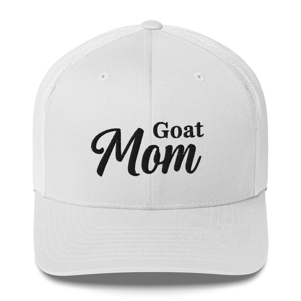 Goat Mom Trucker Hat by Katie Van Slyke - white