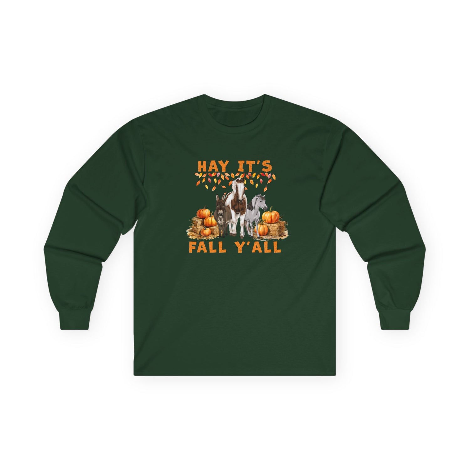 Hay Fall Long Sleeve T-Shirt by Katie Van Slyke™ Forest Green