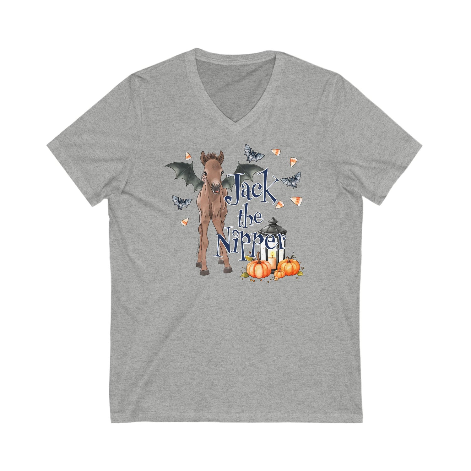 Jack The Nipper V-Neck T-Shirt by Katie Van Slyke™ Sport Grey