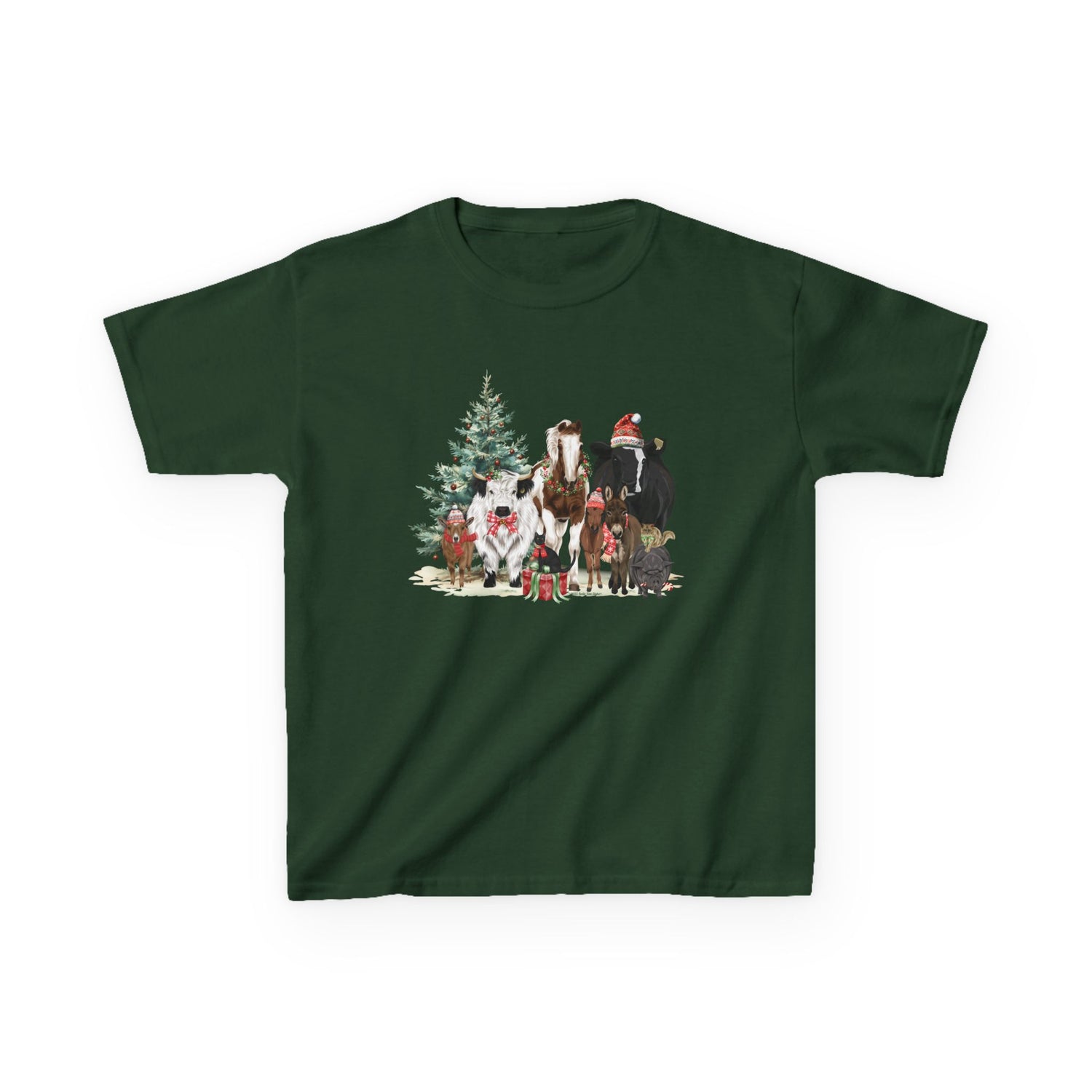 KIDS Festive Farm T-Shirt by Katie Van Slyke® Forest Green
