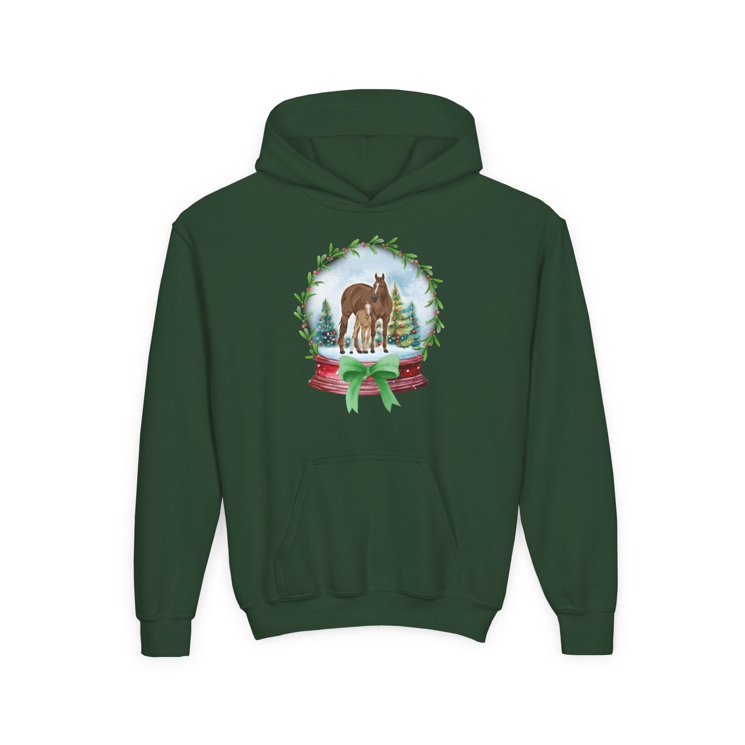 KIDS Frosty Foal Hoodie by Katie Van Slyke® Forest Green