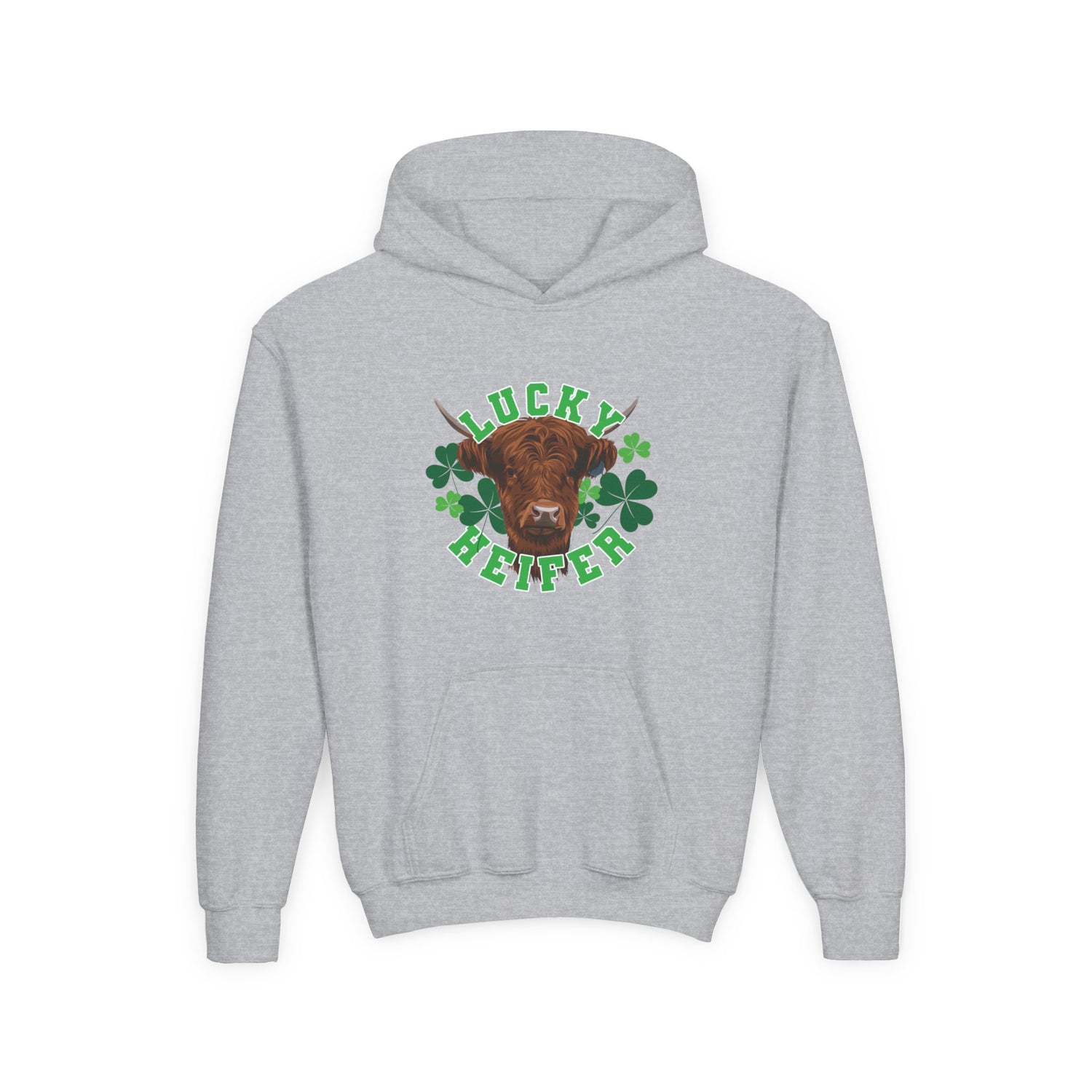 KIDS Lucky Heifer Hoodie by Katie Van Slyke® Sport Grey