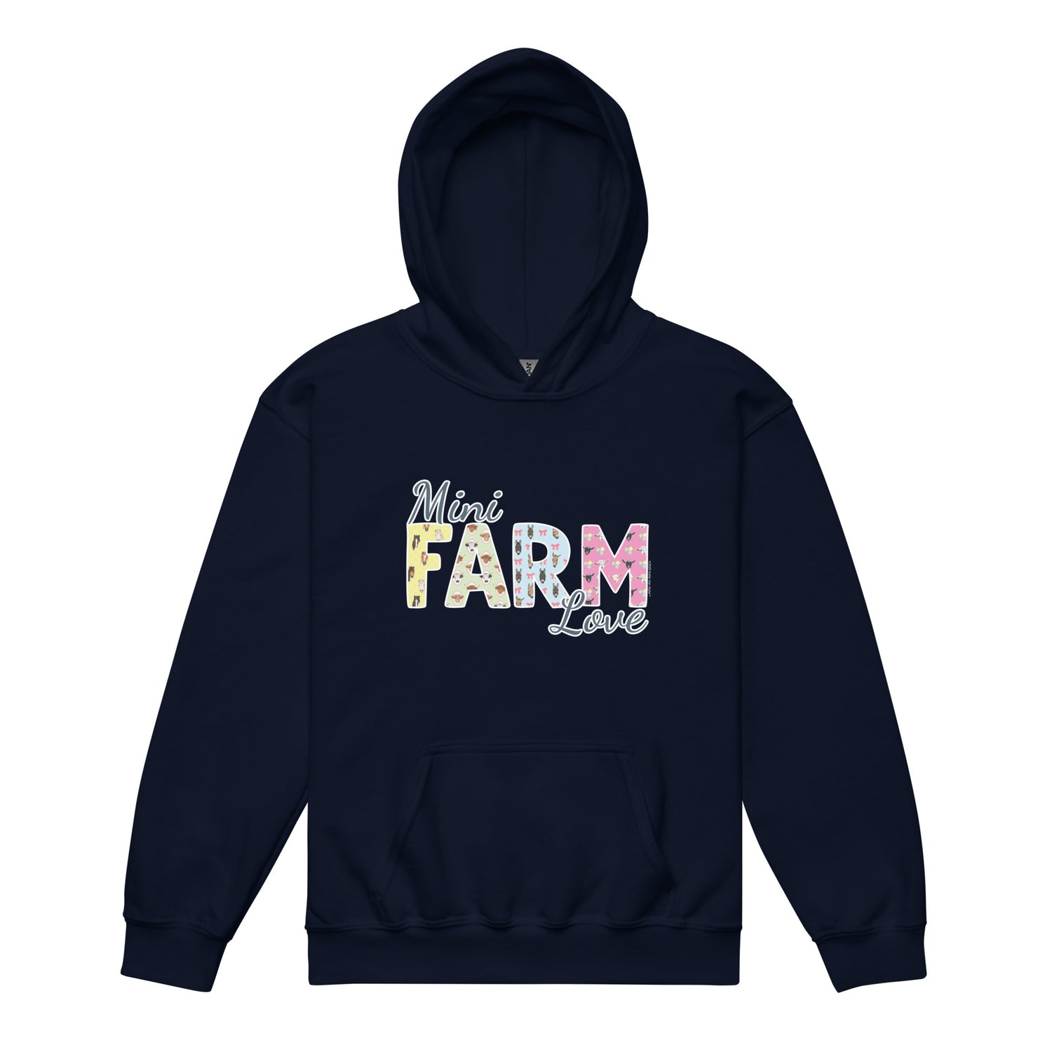 KIDS Mini Farm Love Hoodie by Katie Van Slyke - Navy