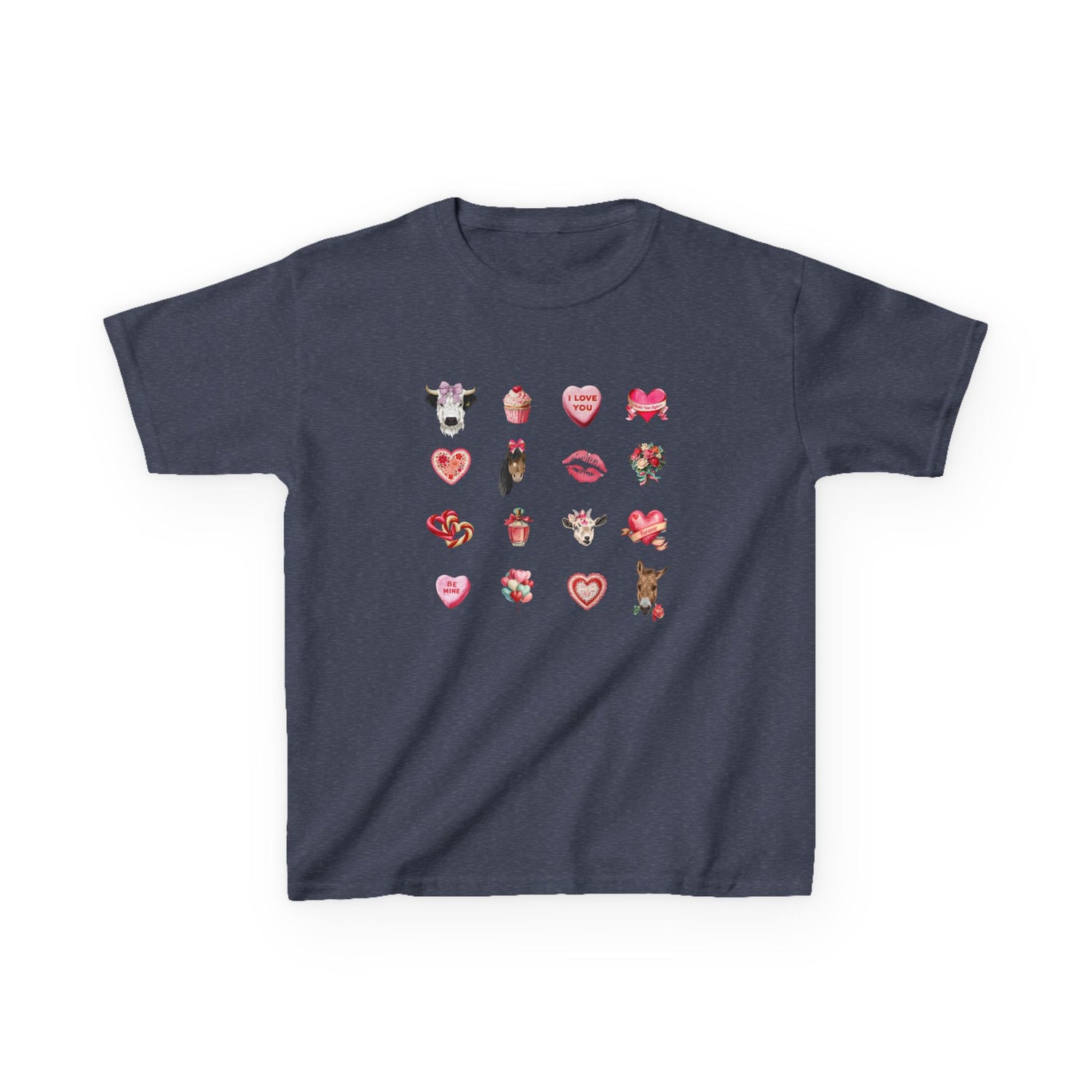 KIDS Mini Kisses T-Shirt by Katie Van Slyke® Heather Navy