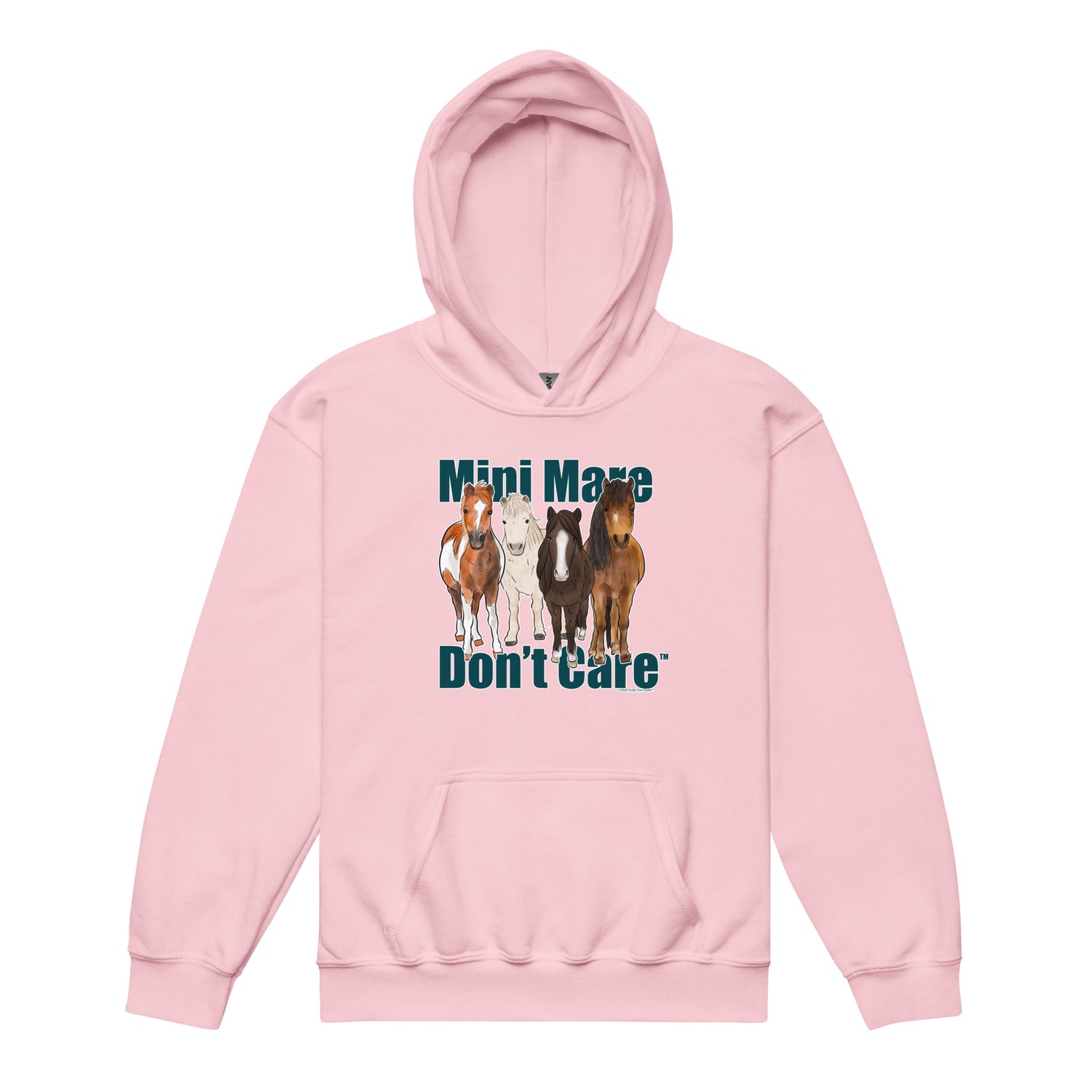 KIDS Mini Mare Don't Care Hoodie by Katie Van Slyke - Light Pink