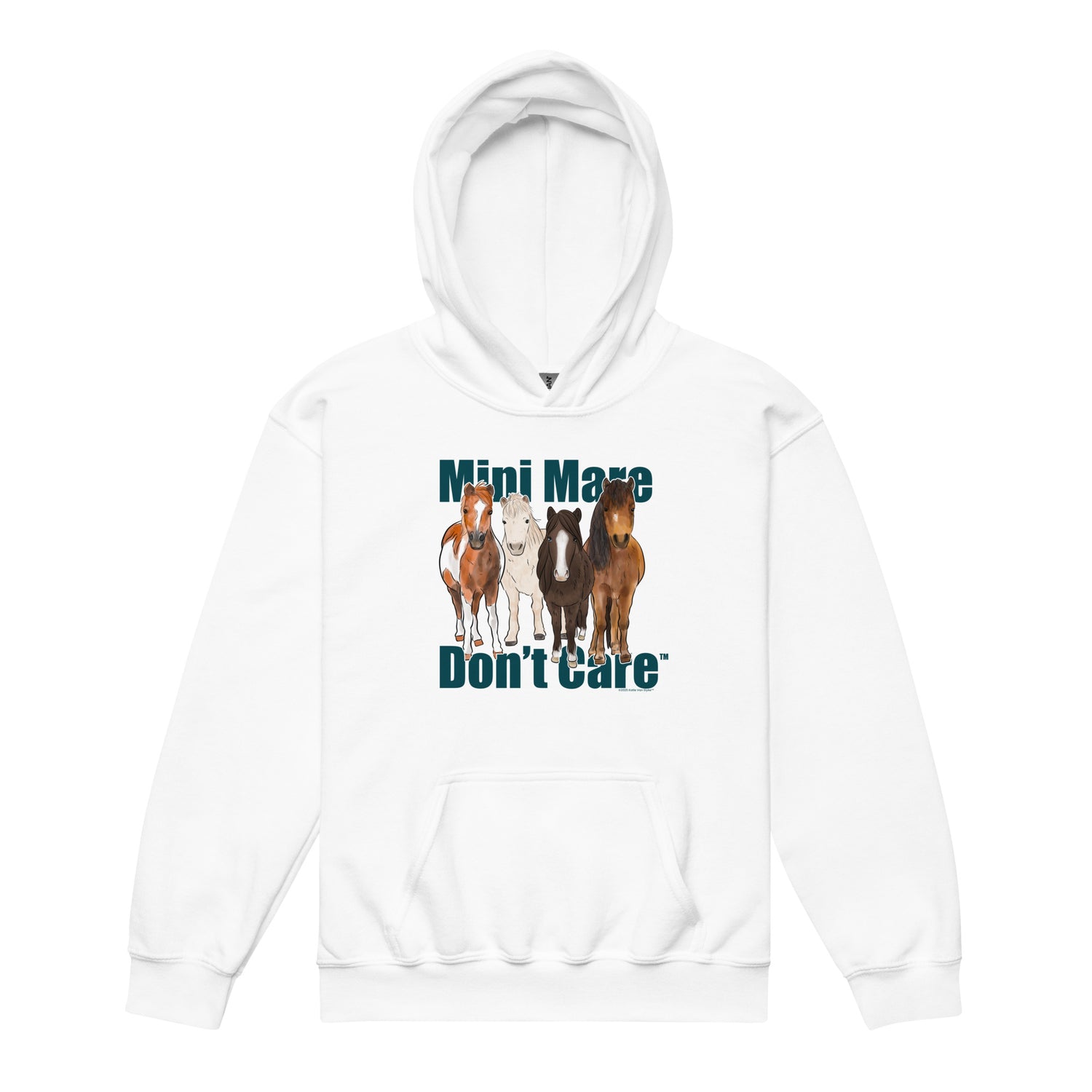 KIDS Mini Mare Don't Care Hoodie by Katie Van Slyke - White