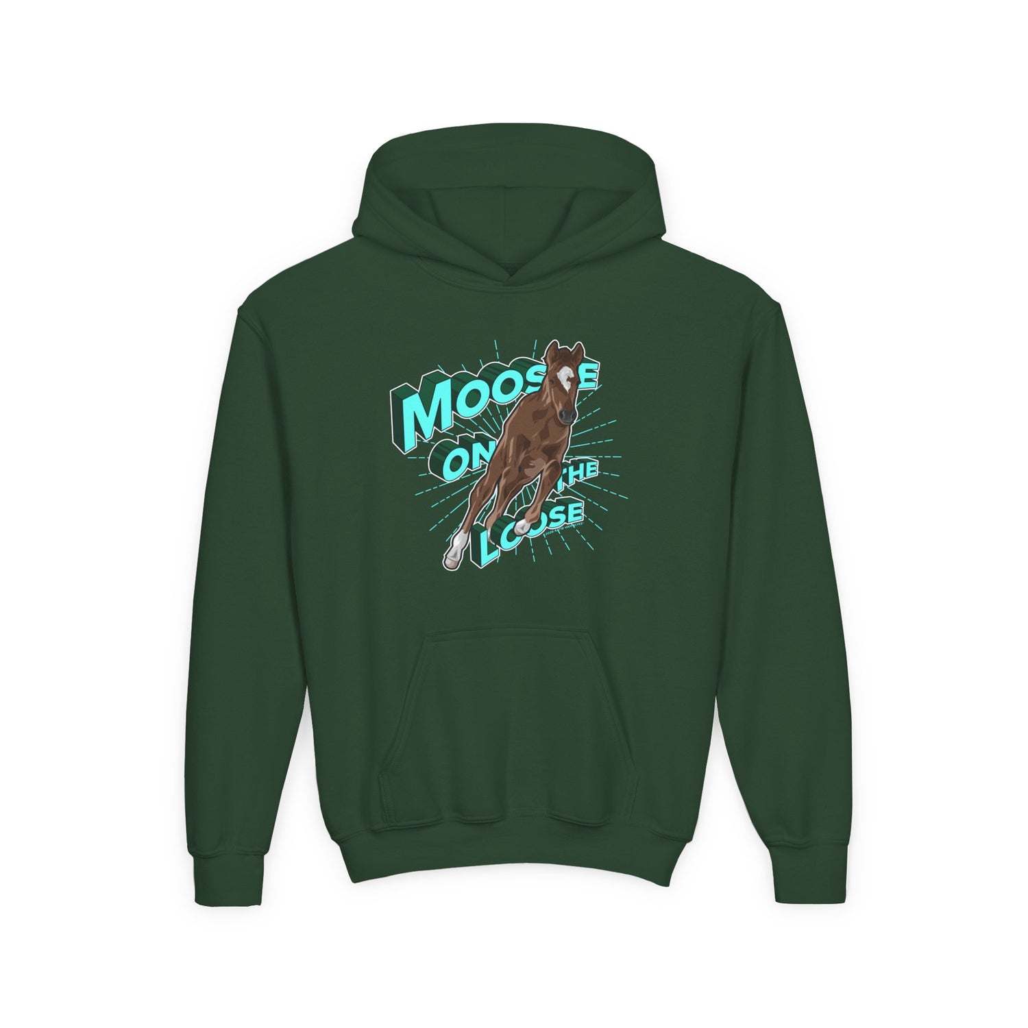 KIDS Moose On The Loose Hoodie by Katie Van Slyke® Forest Green